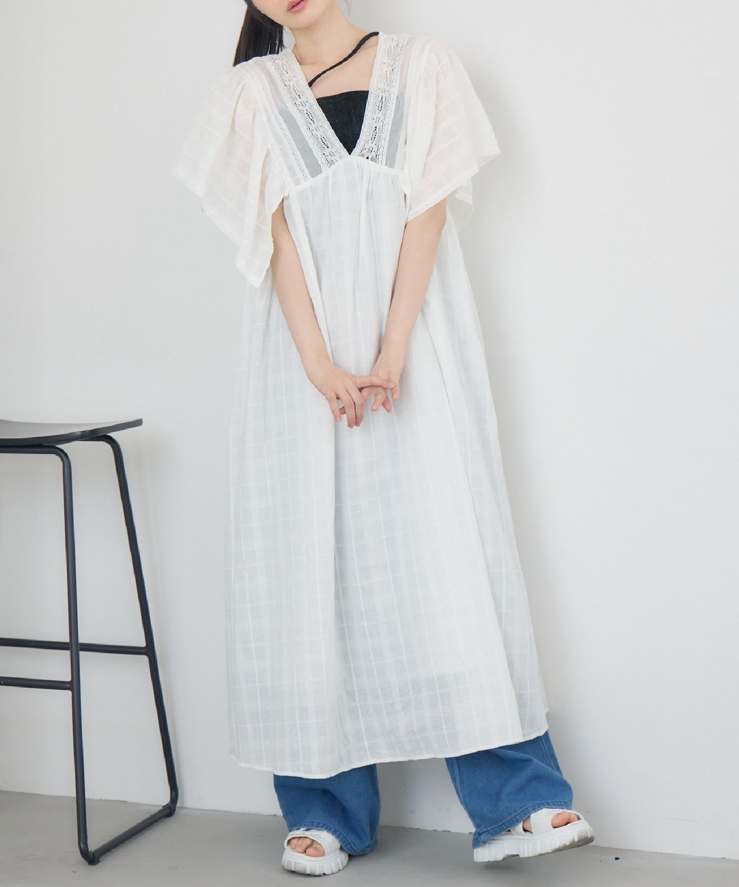 【レトロガール/RETRO GIRL】のレースフレアOP インテリア・キッズ・メンズ・レディースファッション・服の通販 founy(ファニー) 　ファッション　Fashion　レディースファッション　Fashion for Women　ワンピース　Dresses　インナー　Innerwear　スリーブ　Sleeve, Long Sleeve / Short Sleeve　トレンド　Trend, Trending Now　フリル　Frill, Ruffle　フレア　Flare, Flared　ベーシック　Basic, Essential　レース　Lace, Lace Fabric　夏　Summer　ホワイト|ID: prp329100004634169 ipo3291000000033364038