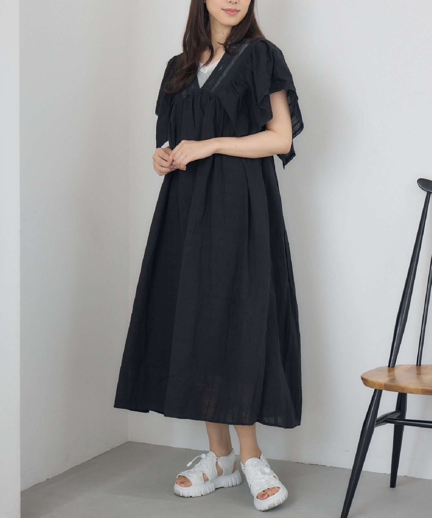【レトロガール/RETRO GIRL】のレースフレアOP インテリア・キッズ・メンズ・レディースファッション・服の通販 founy(ファニー) 　ファッション　Fashion　レディースファッション　Fashion for Women　ワンピース　Dresses　インナー　Innerwear　スリーブ　Sleeve, Long Sleeve / Short Sleeve　トレンド　Trend, Trending Now　フリル　Frill, Ruffle　フレア　Flare, Flared　ベーシック　Basic, Essential　レース　Lace, Lace Fabric　夏　Summer　ブラック|ID: prp329100004634169 ipo3291000000033364041
