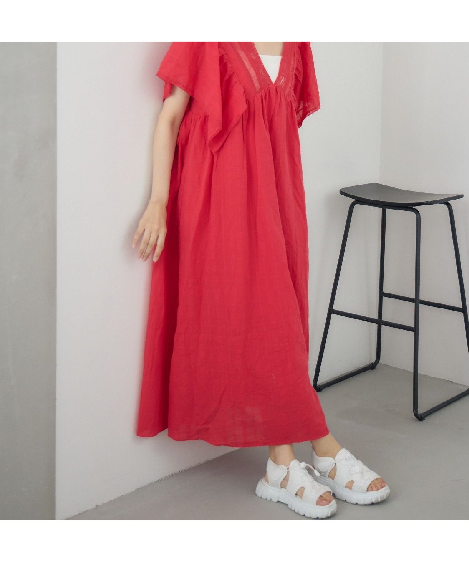 【レトロガール/RETRO GIRL】のレースフレアOP インテリア・キッズ・メンズ・レディースファッション・服の通販 founy(ファニー) 　ファッション　Fashion　レディースファッション　Fashion for Women　ワンピース　Dresses　インナー　Innerwear　スリーブ　Sleeve, Long Sleeve / Short Sleeve　トレンド　Trend, Trending Now　フリル　Frill, Ruffle　フレア　Flare, Flared　ベーシック　Basic, Essential　レース　Lace, Lace Fabric　夏　Summer　レッド|ID: prp329100004634169 ipo3291000000033364045