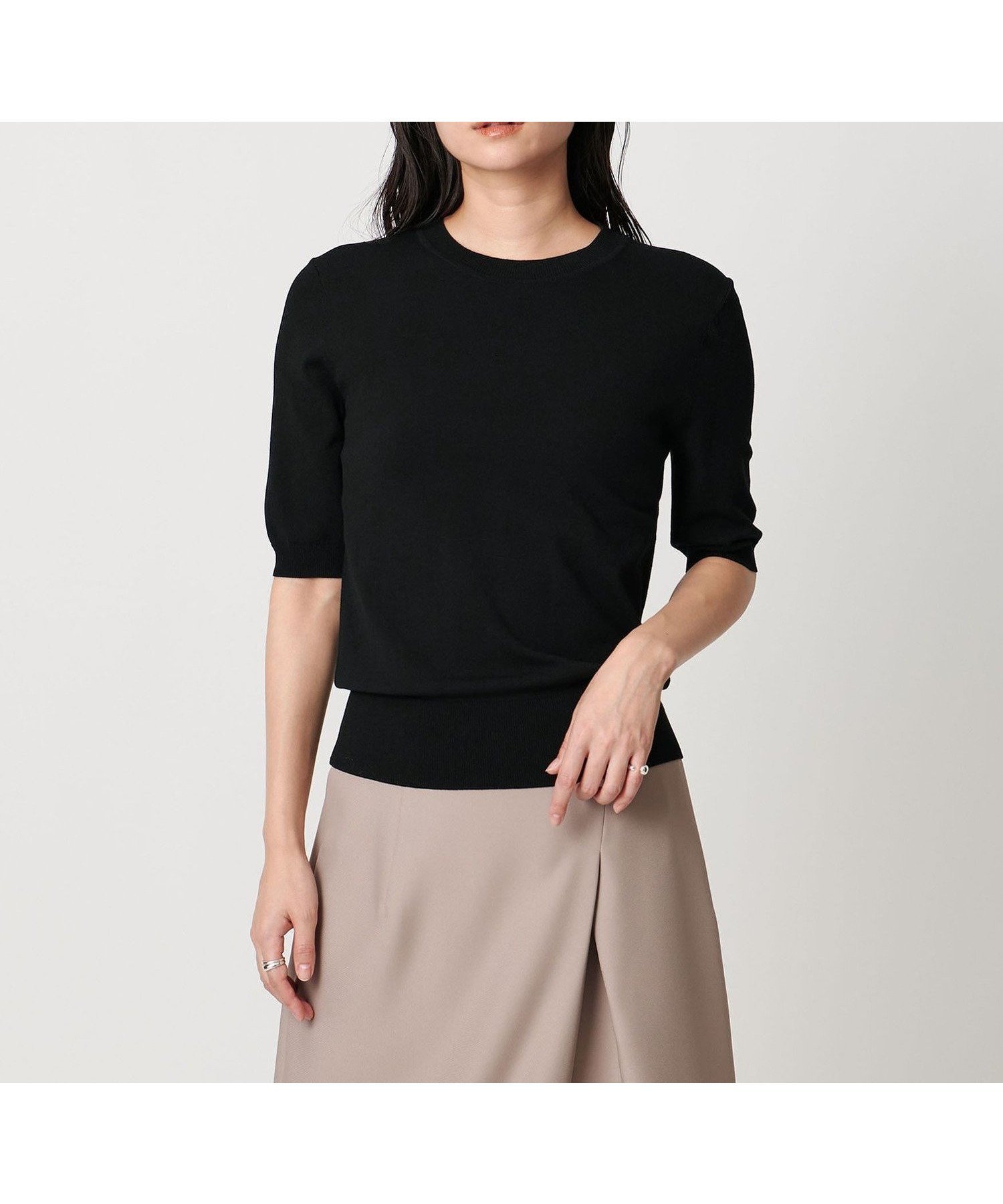 【ユナイテッドアローズ/UNITED ARROWS】のMARW UNITED ARROWS コンパクト ショートスリーブ ニット インテリア・キッズ・メンズ・レディースファッション・服の通販 founy(ファニー) 　ファッション　Fashion　レディースファッション　Fashion for Women　トップス・カットソー　Cut & Sew Tops　ニット　Knit Tops & Sweaters　インナー　Innerwear　コンパクト　Compact, Small Size　ショート　Short, Short Length　シンプル　Simple, Minimal　ジャケット　Jacket, Outerwear　スリーブ　Sleeve, Long Sleeve / Short Sleeve　人気　Popular, Best Seller　フィット　Fit, Slim Fit　半袖　Short Sleeve, Half Sleeve　ビジネス 仕事 通勤　Business / Work / Commuting　BLACK|ID: prp329100004634177 ipo3291000000033364272