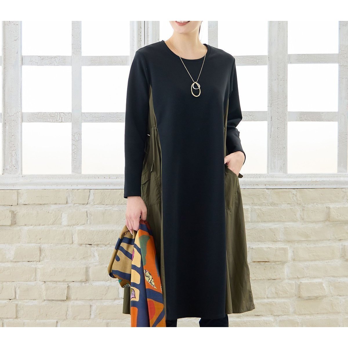 【ミゼール/MISSEL】の【洗える・3L/4Lサイズあり】タフタドッキングワンピース 人気、トレンドファッション・服の通販 founy(ファニー) 　ファッション　Fashion　レディースファッション　Fashion for Women　ワンピース　Dresses　タフタ　Taffeta, Structured Fabric　ポケット　Pocket, Pocket Detail　人気　Popular, Best Seller　夏　Summer　洗える　Machine Washable　A/W・秋冬　Autumn/Winter　長袖　Long Sleeve, Full Sleeve　 other-1|ID: prp329100004634179 ipo3291000000033364285