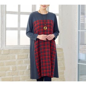 【ミゼール/MISSEL】の【WEB限定カラーあり・3L/4Lサイズあり】チェック柄Aラインワンピース 人気、トレンドファッション・服の通販 founy(ファニー) ファッション Fashion レディースファッション Fashion for Women ワンピース Dresses Aラインワンピース・フレアシルエット A-Line Dresses / Flared Silhouette Dresses チェック Check, Plaid, Tartan ポケット Pocket, Pocket Detail |ID:prp329100004634181