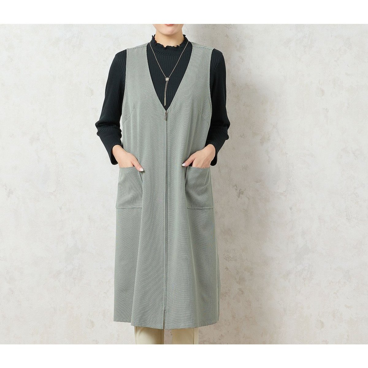 【ミゼール/MISSEL】の【洗える】千鳥柄ジャンパースカート インテリア・キッズ・メンズ・レディースファッション・服の通販 founy(ファニー) 　ファッション　Fashion　レディースファッション　Fashion for Women　スカート　Skirts　インナー　Innerwear　ロング　Long, Long-Length　洗える　Machine Washable　秋　Autumn　グリーン|ID: prp329100004634183 ipo3291000000033364338