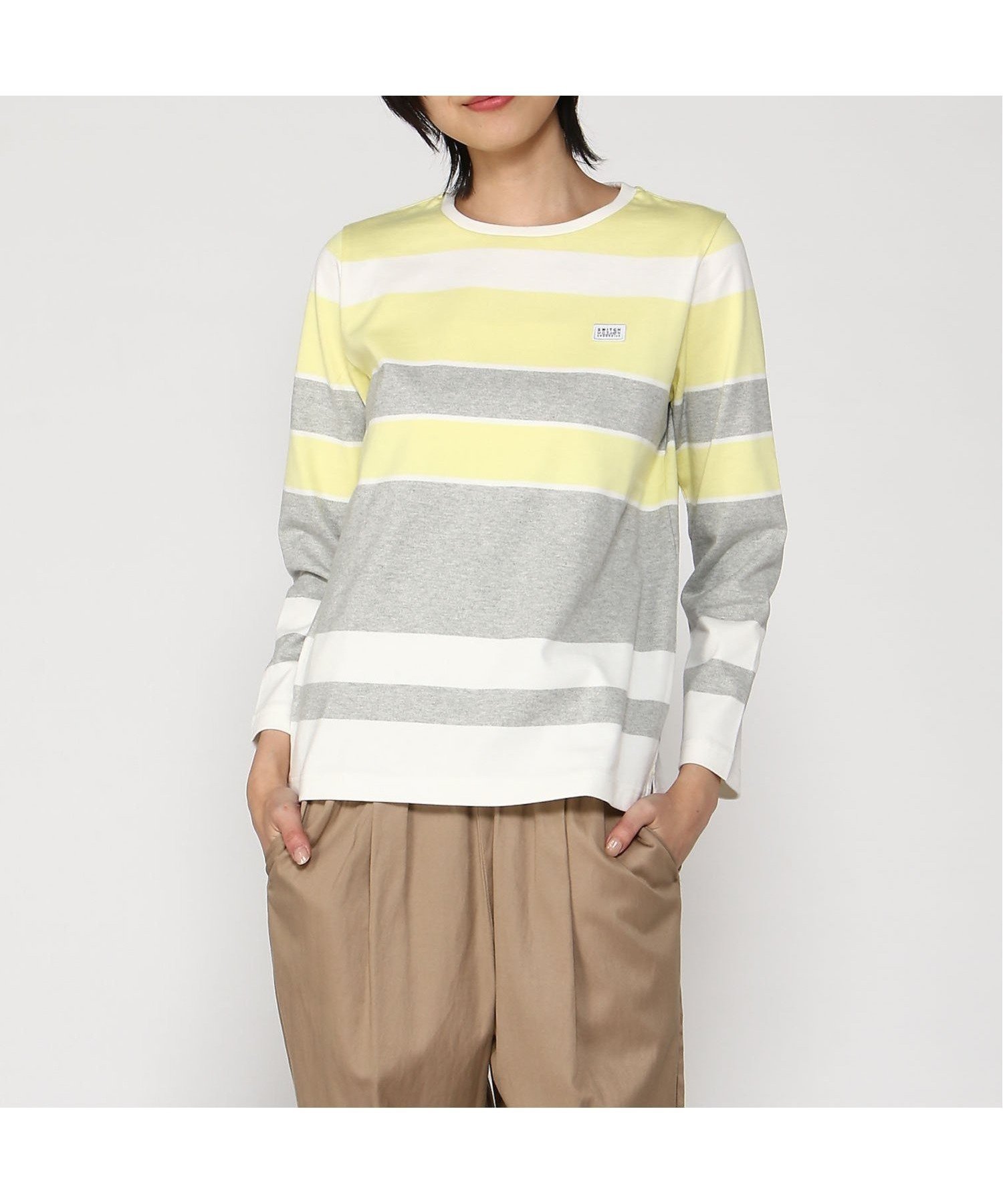 【クロコダイル/CROCODILE】の天竺 ボーダー Tシャツ 人気、トレンドファッション・服の通販 founy(ファニー) 　ファッション　Fashion　レディースファッション　Fashion for Women　トップス・カットソー　Cut & Sew Tops　シャツ・ブラウス・オフィスカジュアル　Elegant Blouses & Button-Ups　ロングTシャツ・Tシャツ　Longline T-Shirts & Tees　イエロー　Yellow　ボーダー　Border, Stripe　春　Spring　 other-1|ID: prp329100004634219 ipo3291000000033669594
