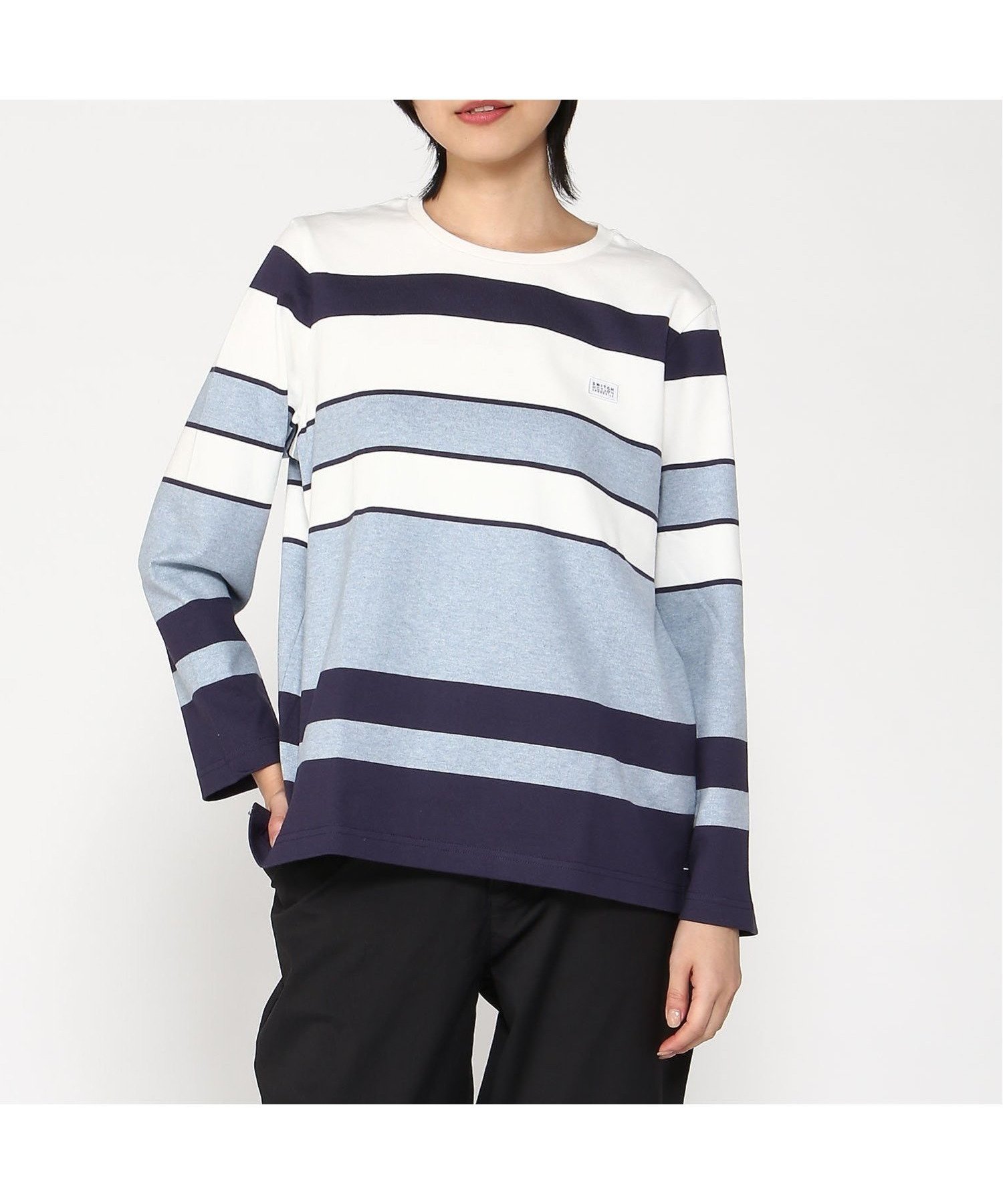 【クロコダイル/CROCODILE】の天竺 ボーダー Tシャツ インテリア・キッズ・メンズ・レディースファッション・服の通販 founy(ファニー) 　ファッション　Fashion　レディースファッション　Fashion for Women　トップス・カットソー　Cut & Sew Tops　シャツ・ブラウス・オフィスカジュアル　Elegant Blouses & Button-Ups　ロングTシャツ・Tシャツ　Longline T-Shirts & Tees　イエロー　Yellow　ボーダー　Border, Stripe　春　Spring　ネイビー|ID: prp329100004634219 ipo3291000000033669599