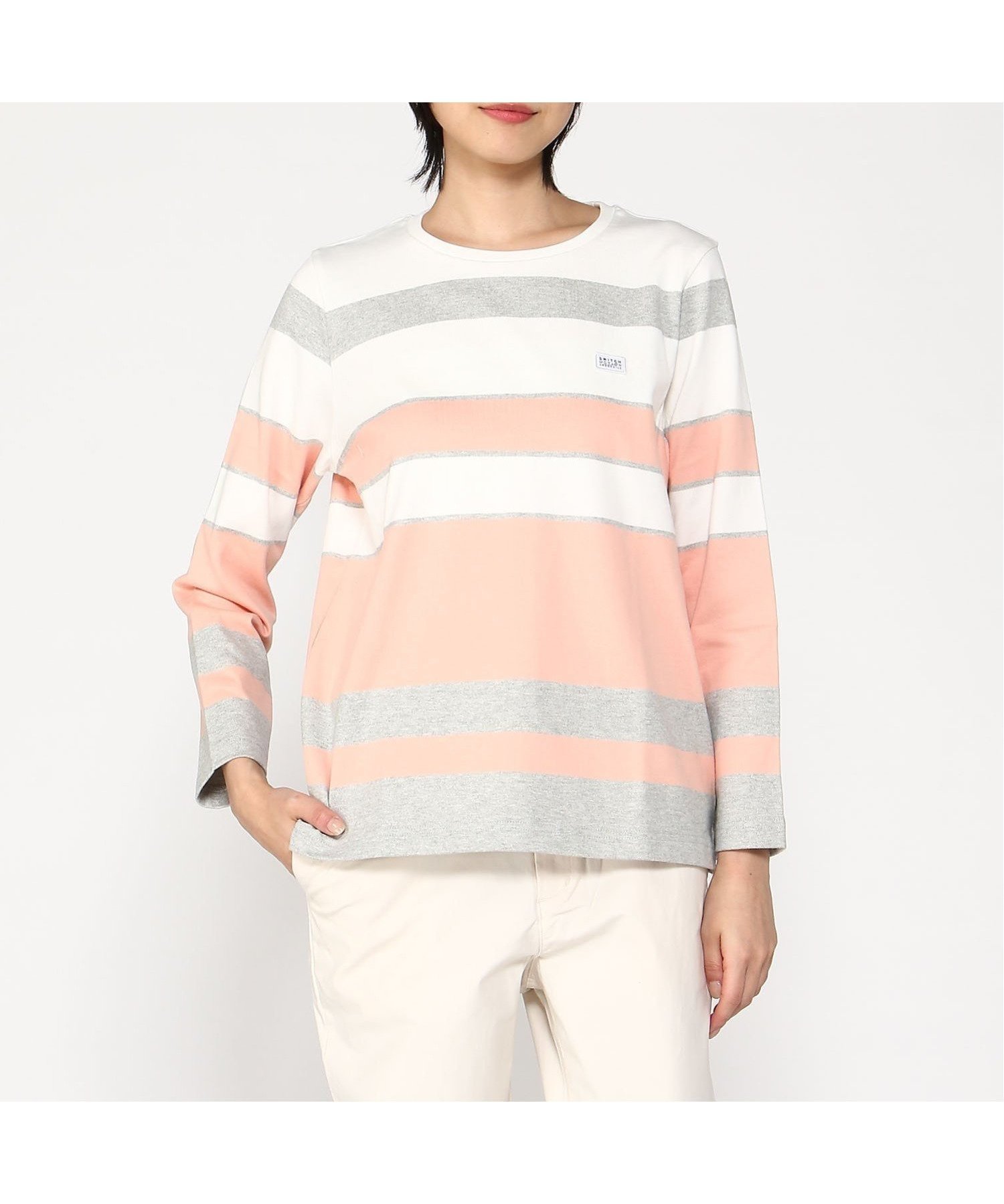 【クロコダイル/CROCODILE】の天竺 ボーダー Tシャツ インテリア・キッズ・メンズ・レディースファッション・服の通販 founy(ファニー) 　ファッション　Fashion　レディースファッション　Fashion for Women　トップス・カットソー　Cut & Sew Tops　シャツ・ブラウス・オフィスカジュアル　Elegant Blouses & Button-Ups　ロングTシャツ・Tシャツ　Longline T-Shirts & Tees　イエロー　Yellow　ボーダー　Border, Stripe　春　Spring　ピンク|ID: prp329100004634219 ipo3291000000033669601