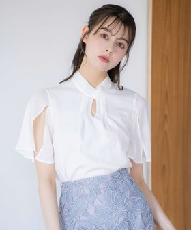 【ノエラ/Noela】のフレアスリーブツイストブラウス 人気、トレンドファッション・服の通販 founy(ファニー) ファッション Fashion レディースファッション Fashion for Women トップス・カットソー Cut & Sew Tops シャツ・ブラウス・オフィスカジュアル Elegant Blouses & Button-Ups とろみ Fluid, Flowy Fabric インナー Innerwear スリット Slit, Slit Detail ツイスト Tweed, Tweed Fabric ベーシック Basic, Essential ポケット Pocket, Pocket Detail エレガント 上品 Elegant |ID:prp329100004634381