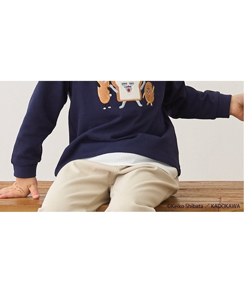 【ナルミヤ オンライン/NARUMIYA ONELINE / KIDS】の【パンどろぼう】アップリケ長袖Tシャツ インテリア・キッズ・メンズ・レディースファッション・服の通販 founy(ファニー) 　ファッション　Fashion　キッズファッション　Fashion for Kids　キャラクター　Character, Licensed Characters　ドッキング　Docking, Mixed Material　ポケット　Pocket, Pocket Detail　人気　Popular, Best Seller　長袖　Long Sleeve, Full Sleeve　紺|ID: prp329100004634602 ipo3291000000033368546