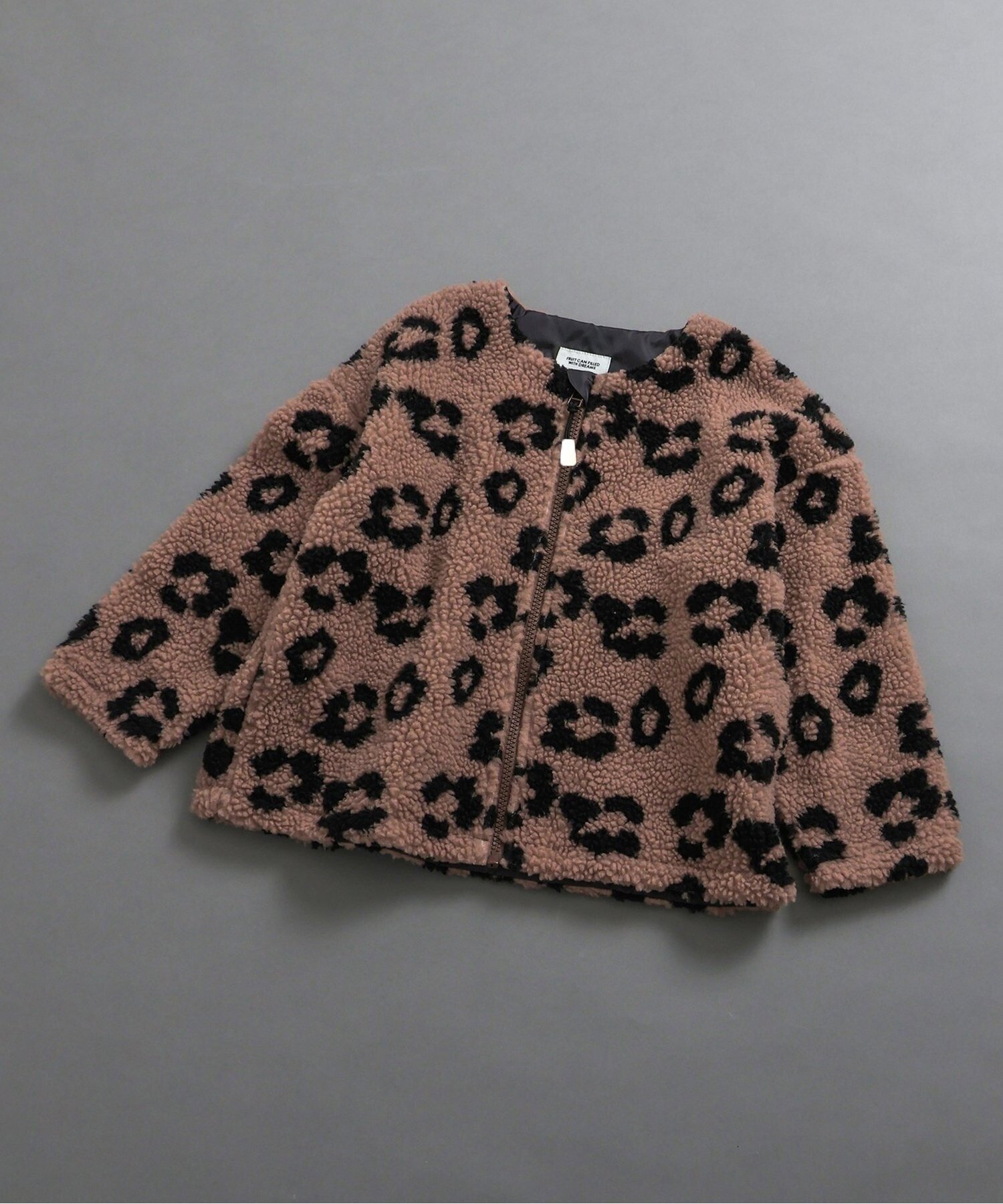 【エフオー オンラインストア/F.O.Online Store / KIDS】のジャガードボアジャケット インテリア・キッズ・メンズ・レディースファッション・服の通販 founy(ファニー) 　ファッション　Fashion　キッズファッション　Fashion for Kids　アウター　Coat Outerwear /Kids　おすすめ　Recommended / Our Picks　ジャケット　Jacket, Outerwear　タートルネック　Turtleneck, High Neck　チェック　Check, Plaid, Tartan　ボーダー　Border, Stripe　マフラー　Scarf, Muffler　ワンポイント　One Point, Statement Accent　冬　Winter / This Winter　ブラウン|ID: prp329100004634605 ipo3291000000034123625