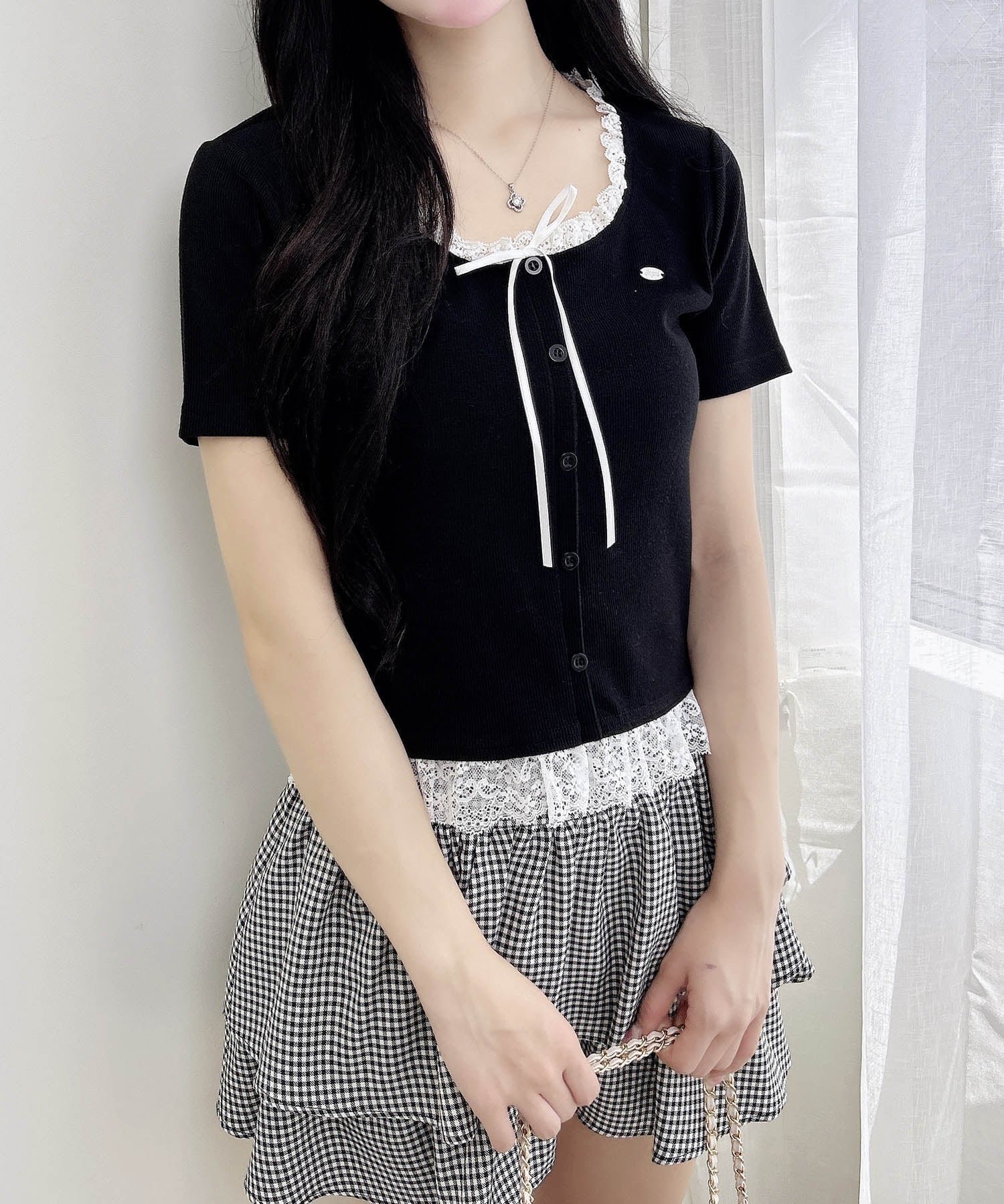 【イング/INGNI】のINGNI/リボン付レースレイヤード風リブTOPs 人気、トレンドファッション・服の通販 founy(ファニー) 　ファッション　Fashion　レディースファッション　Fashion for Women　トップス・カットソー　Cut & Sew Tops　リボン　Ribbon, Bow　レース　Lace, Lace Fabric　ロマンティック　Romantic, Feminine Style　 other-1|ID: prp329100004634824 ipo3291000000033398500
