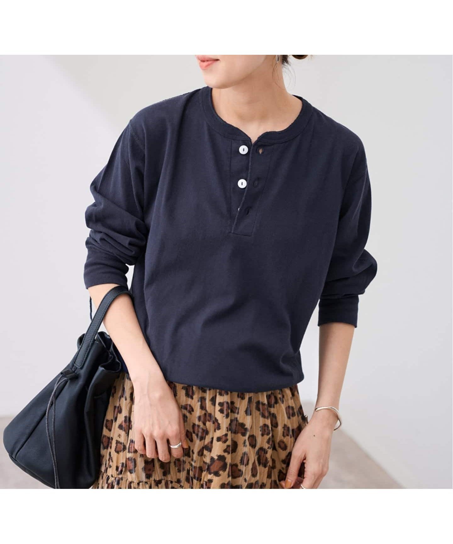 【フレームワーク/FRAMeWORK】のHealthknit/ヘルスニット ヘンリーロングスリーブ インテリア・キッズ・メンズ・レディースファッション・服の通販 founy(ファニー) 　ファッション　Fashion　レディースファッション　Fashion for Women　トップス・カットソー　Cut & Sew Tops　ニット　Knit Tops & Sweaters　クラシカル　Classical, Vintage-Inspired　ネコ　Cat, Feline Motif　人気　Popular, Best Seller　おすすめ　Recommended / Our Picks　ネイビー|ID: prp329100004634832 ipo3291000000033569735