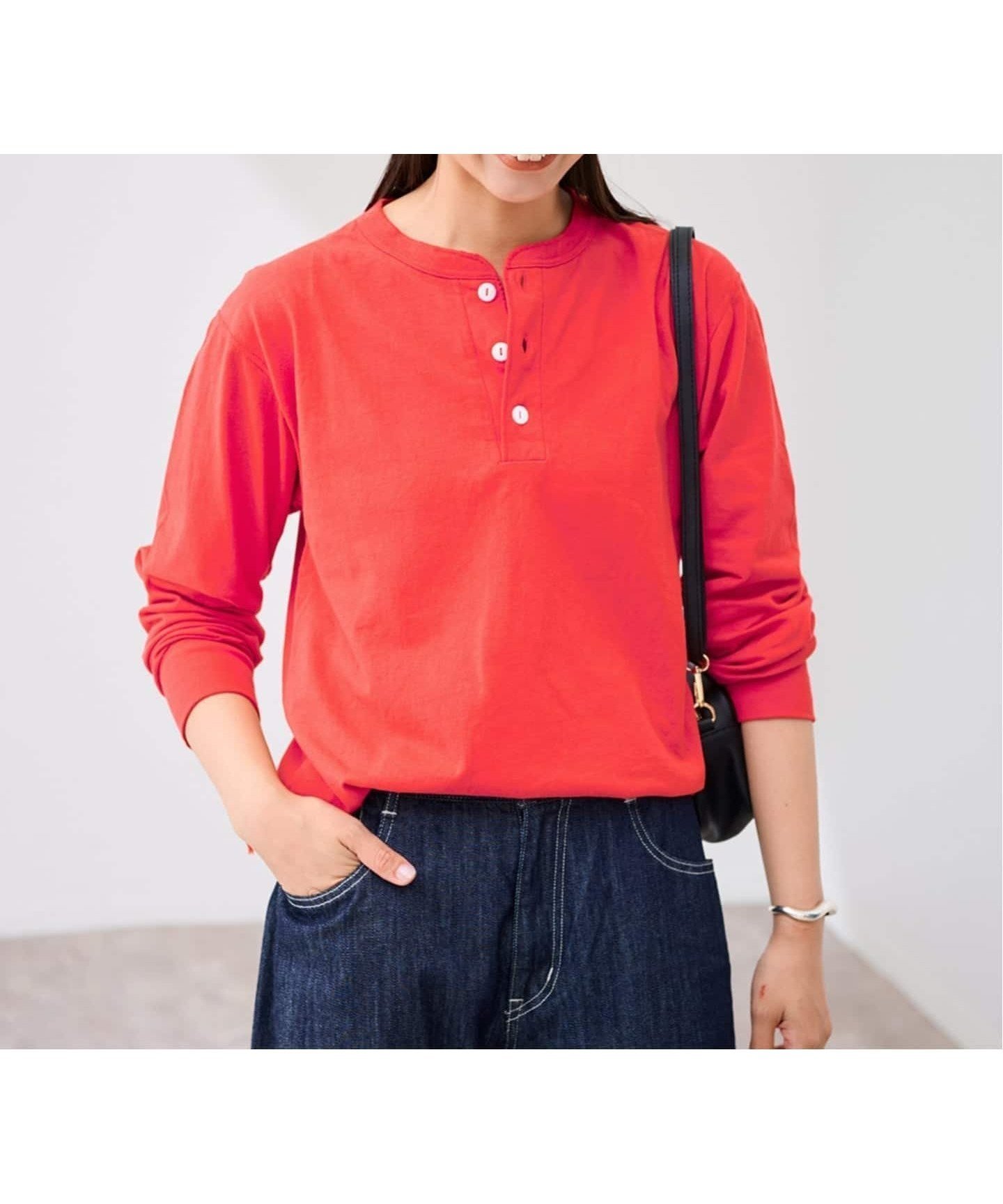 【フレームワーク/FRAMeWORK】のHealthknit/ヘルスニット ヘンリーロングスリーブ インテリア・キッズ・メンズ・レディースファッション・服の通販 founy(ファニー) 　ファッション　Fashion　レディースファッション　Fashion for Women　トップス・カットソー　Cut & Sew Tops　ニット　Knit Tops & Sweaters　クラシカル　Classical, Vintage-Inspired　ネコ　Cat, Feline Motif　人気　Popular, Best Seller　おすすめ　Recommended / Our Picks　レッド|ID: prp329100004634832 ipo3291000000033569738