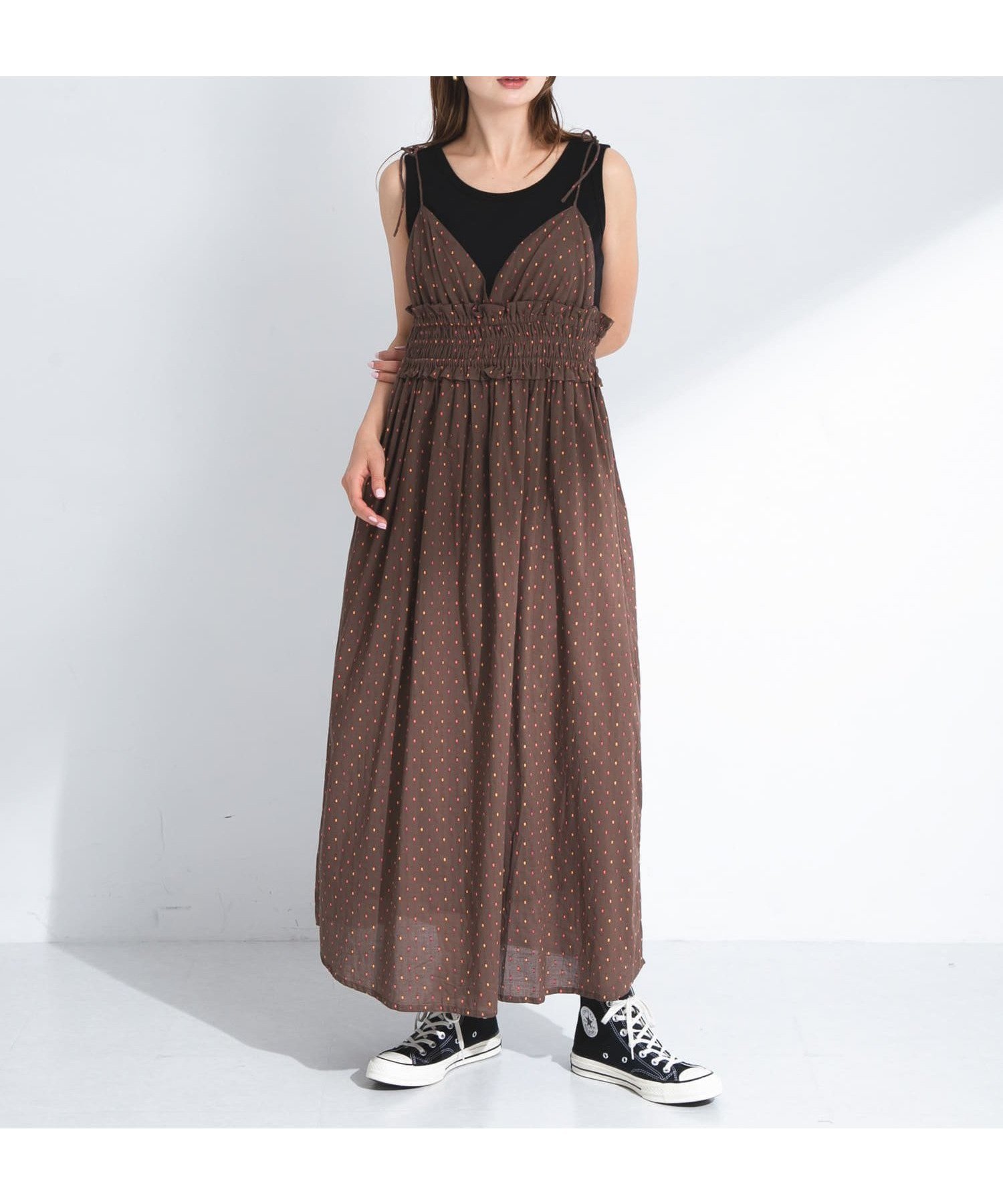 【サニーレーベル/Sonny Label / URBAN RESEARCH】のコットンドビーシャーリングキャミワンピース インテリア・キッズ・メンズ・レディースファッション・服の通販 founy(ファニー) 　ファッション　Fashion　レディースファッション　Fashion for Women　ワンピース　Dresses　キャミソールワンピース　Camisole Dresses　2025年　2025　2025春夏・S/S　Spring/Summer 2025 SS25　インド　Indian Textile　インナー　Innerwear　キャミソール　Camisole, Spaghetti Strap Top　キャミワンピース　Cami Dress, Slip Dress　シンプル　Simple, Minimal　デニム　Denim, Jeans Material　ロング　Long, Long-Length　夏　Summer　S/S・春夏　SS, Spring/Summer, Warm Season　ブラウン|ID: prp329100004634907 ipo3291000000033546783