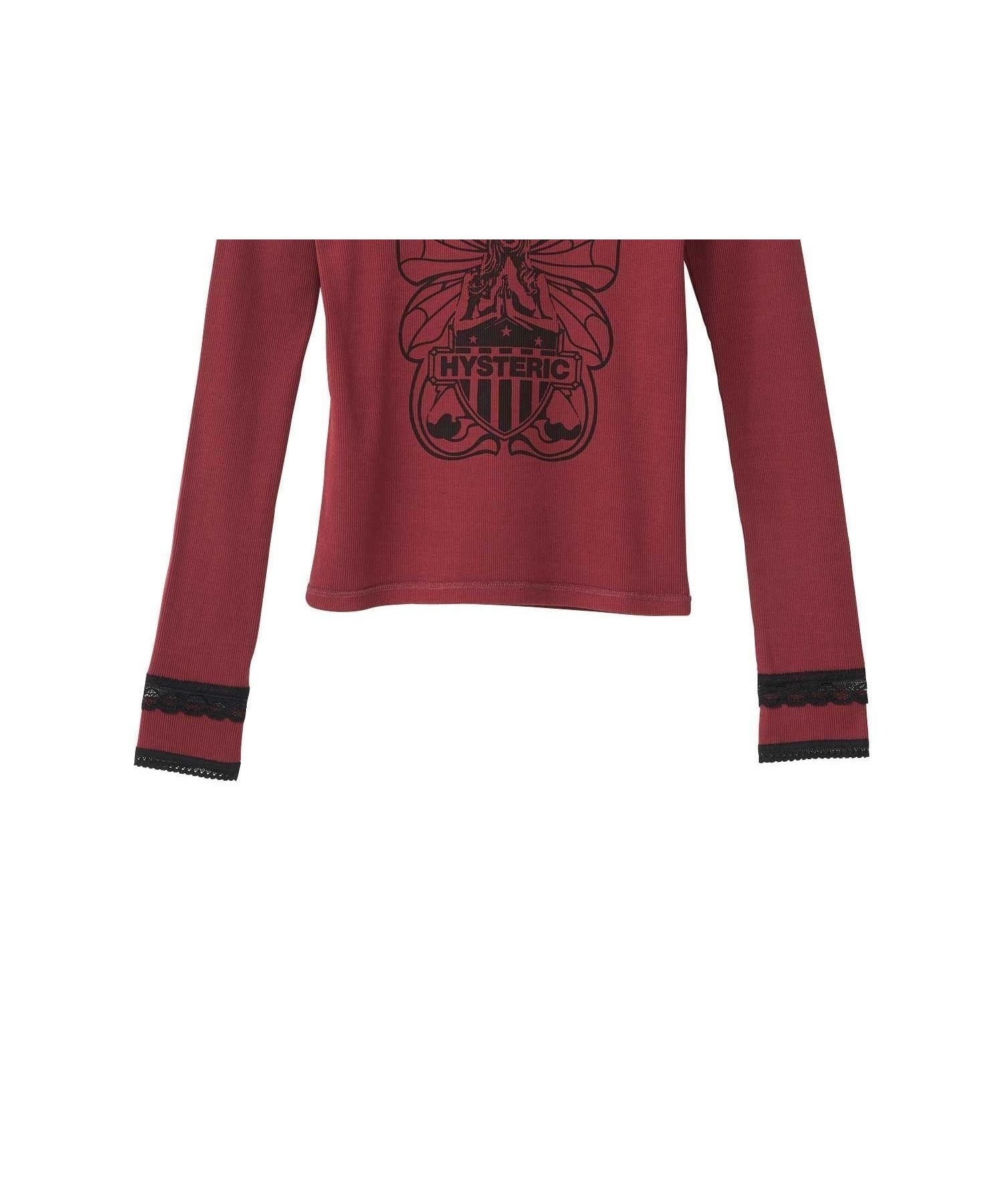 【ヒステリックグラマー/HYSTERIC GLAMOUR】のLEVITATED GIRL チビTシャツ 人気、トレンドファッション・服の通販 founy(ファニー) 　ファッション　Fashion　レディースファッション　Fashion for Women　トップス・カットソー　Cut & Sew Tops　シャツ・ブラウス・オフィスカジュアル　Elegant Blouses & Button-Ups　ロングTシャツ・Tシャツ　Longline T-Shirts & Tees　クラシック　Classic, Timeless Style　コンパクト　Compact, Small Size　スーピマ　Supima, Premium Cotton　フロント　Front, Front Design　モチーフ　Motif, Design Theme　レース　Lace, Lace Fabric　エレガント 上品　Elegant　 other-1|ID: prp329100004634952 ipo3291000000033571333