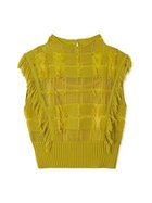 【フレイ アイディー/FRAY I.D】のチェックジャカードニットトップス 人気、トレンドファッション・服の通販 founy(ファニー) ファッション Fashion レディースファッション Fashion for Women トップス・カットソー Cut & Sew Tops ニット Knit Tops & Sweaters インナー Innerwear カットジャガード Cut Jacquard キャミソール Camisole, Spaghetti Strap Top ジャカード／ジャガード Jacquard, Woven Pattern チェック Check, Plaid, Tartan トレンド Trend, Trending Now ノースリーブ Sleeveless, No-Sleeve ハイネック High Neck, Mock Neck バランス Balance, Style Balance フリンジ Fringe, Tassel メッシュ Mesh, Net Fabric 秋 Autumn thumbnail YEL[032]|ID: prp329100004634958 ipo3291000000033374724