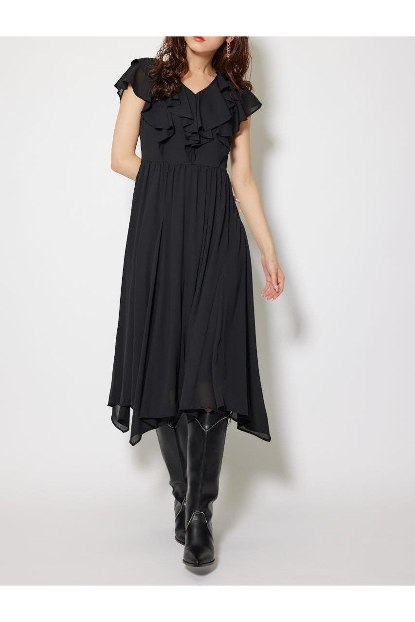 【リエンダ/rienda】のシアーパターンイレヘムワンピ インテリア・キッズ・メンズ・レディースファッション・服の通販 founy(ファニー) 　ファッション　Fashion　レディースファッション　Fashion for Women　ワンピース　Dresses　イレヘム　Irregular Hemline　オケージョン　Occasion Wear　シアー　Sheer, See-Through　トレンド　Trend, Trending Now　フリル　Frill, Ruffle　フレア　Flare, Flared　ミュール　Mule, Backless Shoes　リボン　Ribbon, Bow　再入荷　Restock / Back in Stock　BLK|ID: prp329100004634967 ipo3291000000033374800