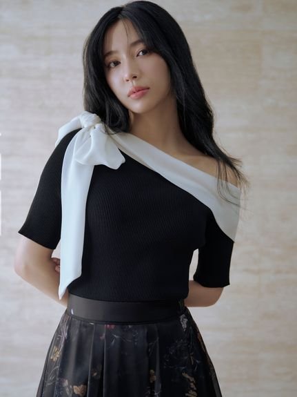 【フレイ アイディー/FRAY I.D】のシフォンリボンオフショルニット インテリア・キッズ・メンズ・レディースファッション・服の通販 founy(ファニー) 　ファッション　Fashion　レディースファッション　Fashion for Women　トップス・カットソー　Cut & Sew Tops　ニット　Knit Tops & Sweaters　なめらか　Smooth, Silky Texture　エレガント 上品　Elegant　コンパクト　Compact, Small Size　シフォン　Chiffon, Lightweight Fabric　ショルダー　Shoulder, Shoulder Strap　シンプル　Simple, Minimal　スカーフ　Scarf, Neckwear　ドッキング　Docking, Mixed Material　フィット　Fit, Slim Fit　モノトーン　Monotone, Black and White　リボン　Ribbon, Bow　ループ　Loop, Loop Knit　半袖　Short Sleeve, Half Sleeve　BLK[009]|ID: prp329100004635011 ipo3291000000033375659