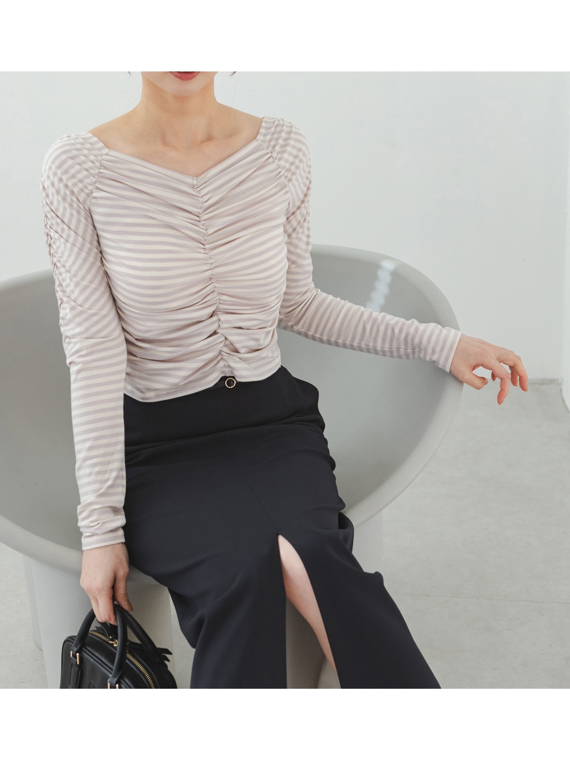 【スナイデル/SNIDEL】の【WEB限定カラーあり】ギャザーオフショルカットソー インテリア・キッズ・メンズ・レディースファッション・服の通販 founy(ファニー) 　ファッション　Fashion　レディースファッション　Fashion for Women　トップス・カットソー　Cut & Sew Tops　カットソー・ベーシックTシャツ　Cut-and-Sewn Tops / Stretch Tees & Basics　ギャザー　Gathered, Ruffled　ショルダー　Shoulder, Shoulder Strap　フィット　Fit, Slim Fit　フェミニン　Feminine, Girly　ボーダー　Border, Stripe　人気　Popular, Best Seller　今季　This Season, Current Season　定番　Standard, Basic Item　【WEB限定】GBEG[034]|ID: prp329100004635023 ipo3291000000033375814