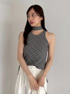 【フレイ アイディー/FRAY I.D】のファブリックバリエアメスリトップス 人気、トレンドファッション・服の通販 founy(ファニー) ファッション Fashion レディースファッション Fashion for Women トップス・カットソー Cut & Sew Tops カッティング Cutting Detail スリット Slit, Slit Detail チェック Check, Plaid, Tartan チョーカー Tulle, Mesh Fabric トレンド Trend, Trending Now ノースリーブ Sleeveless, No-Sleeve ベロア Velour, Soft Velvet モノトーン Monotone, Black and White エレガント 上品 Elegant 秋 Autumn thumbnail CHECK[931]|ID: prp329100004635131 ipo3291000000033378555