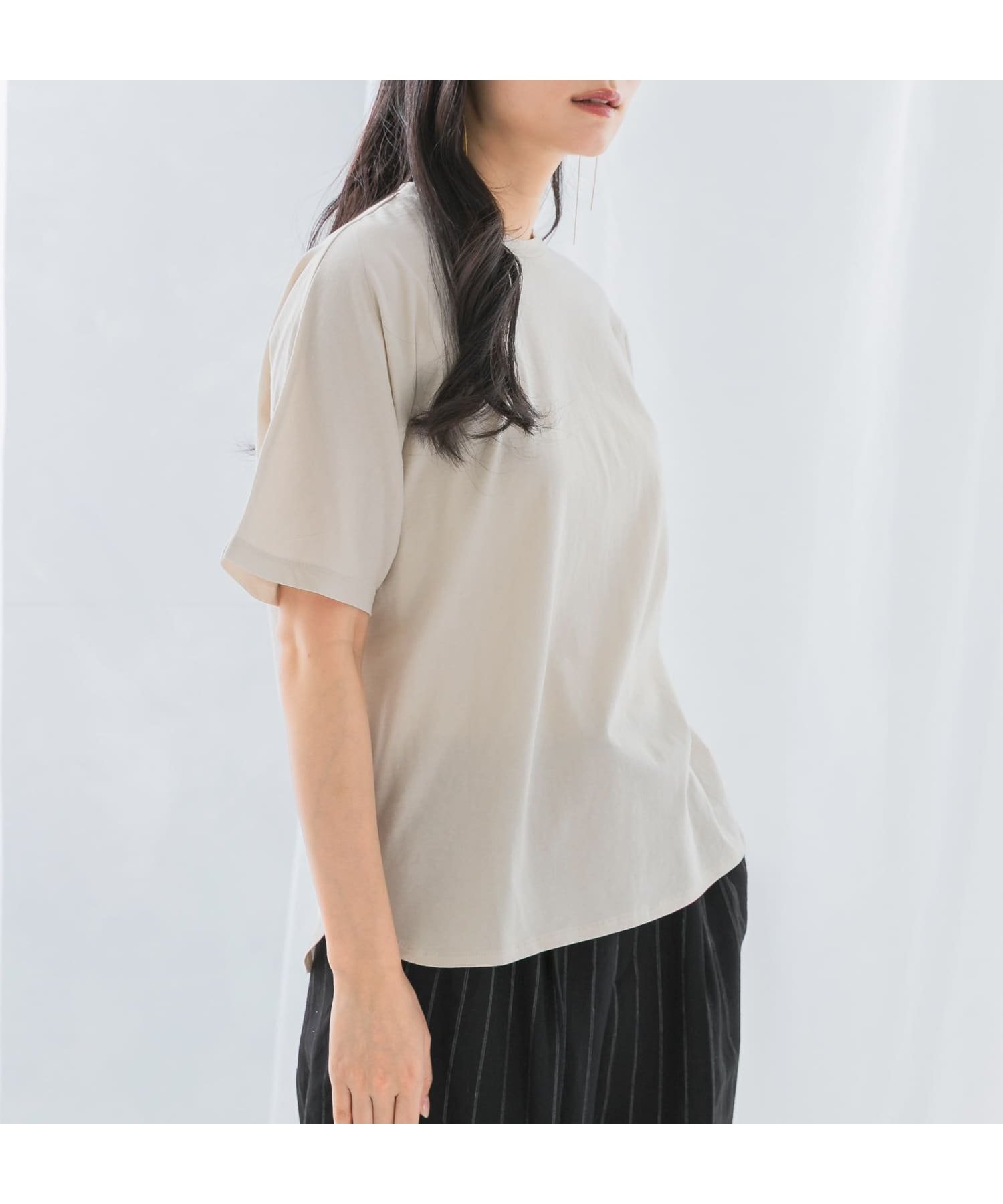 【アーバンリサーチ ロッソ/URBAN RESEARCH ROSSO】の接触冷感ハーフスリーブドルマンTシャツ インテリア・キッズ・メンズ・レディースファッション・服の通販 founy(ファニー) 　ファッション　Fashion　レディースファッション　Fashion for Women　トップス・カットソー　Cut & Sew Tops　シャツ・ブラウス・オフィスカジュアル　Elegant Blouses & Button-Ups　ロングTシャツ・Tシャツ　Longline T-Shirts & Tees　2025年　2025　2025春夏・S/S　Spring/Summer 2025 SS25　シンプル　Simple, Minimal　スラックス　Slacks, Dress Pants　デニム　Denim, Jeans Material　ボトム　Bottoms, Lower Wear　ラウンド　Round, Round Neck　夏　Summer　S/S・春夏　SS, Spring/Summer, Warm Season　greige|ID: prp329100004635269 ipo3291000000033595120