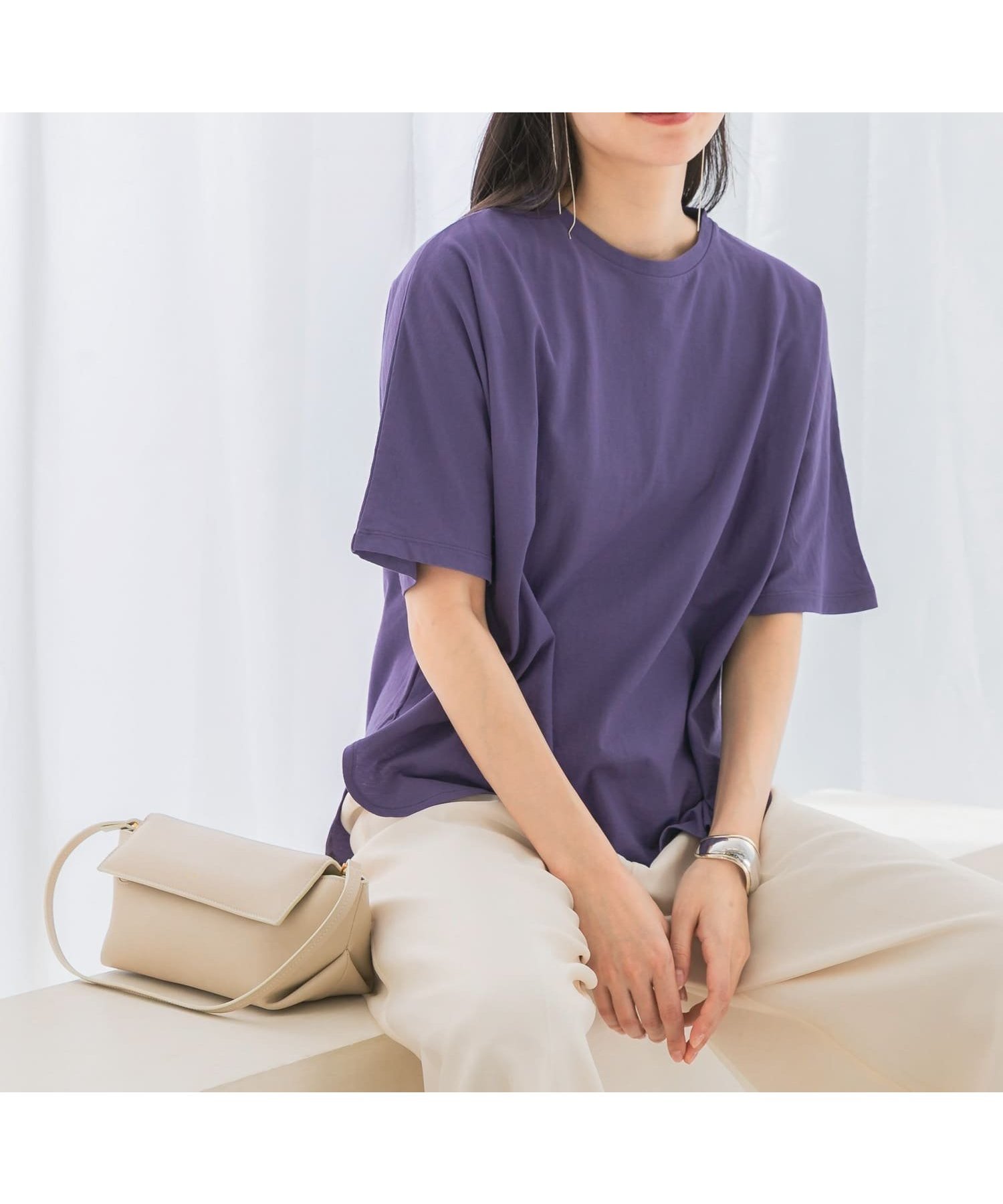 【アーバンリサーチ ロッソ/URBAN RESEARCH ROSSO】の接触冷感ハーフスリーブドルマンTシャツ インテリア・キッズ・メンズ・レディースファッション・服の通販 founy(ファニー) 　ファッション　Fashion　レディースファッション　Fashion for Women　トップス・カットソー　Cut & Sew Tops　シャツ・ブラウス・オフィスカジュアル　Elegant Blouses & Button-Ups　ロングTシャツ・Tシャツ　Longline T-Shirts & Tees　2025年　2025　2025春夏・S/S　Spring/Summer 2025 SS25　シンプル　Simple, Minimal　スラックス　Slacks, Dress Pants　デニム　Denim, Jeans Material　ボトム　Bottoms, Lower Wear　ラウンド　Round, Round Neck　夏　Summer　S/S・春夏　SS, Spring/Summer, Warm Season　grape|ID: prp329100004635269 ipo3291000000033595121