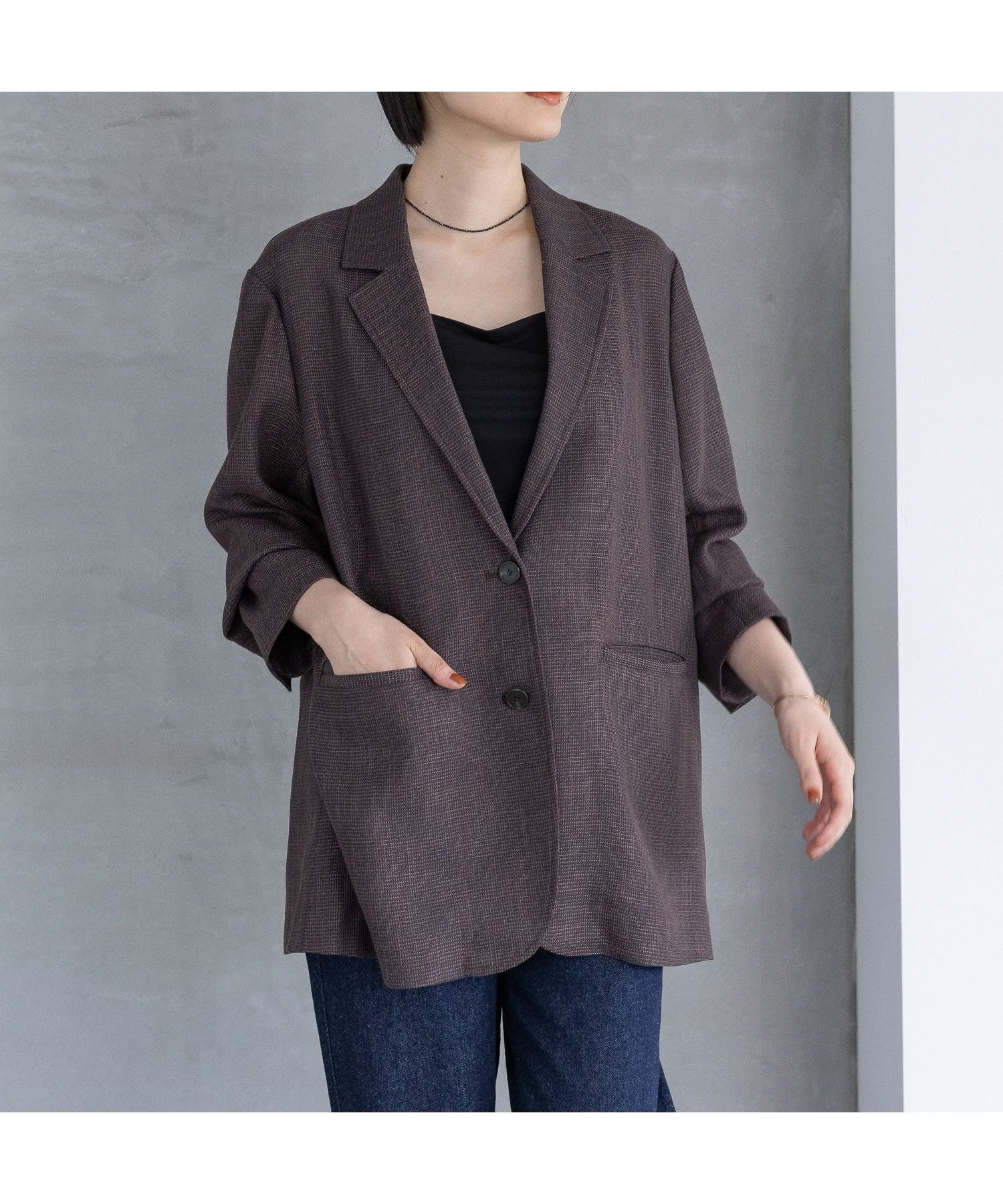 【アパートバイローリーズ/apart by lowrys】のツイーディーカラミジャケット インテリア・キッズ・メンズ・レディースファッション・服の通販 founy(ファニー) 　ファッション　Fashion　レディースファッション　Fashion for Women　アウター　Coat / Outerwear Collection　レディースジャケット・軽アウター　Jackets　おすすめ　Recommended / Our Picks　ジャケット　Jacket, Outerwear　セットアップ　Set-Up, Coordinated Outfit　ツイード　Twill, Twill Weave　デニム　Denim, Jeans Material　トレンド　Trend, Trending Now　メッシュ　Mesh, Net Fabric　夏　Summer　洗える　Machine Washable　秋　Autumn　ブラウン58|ID: prp329100004635283 ipo3291000000033565878