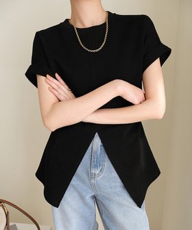 【ミニミニストア/miniministore】のフロントスリットtシャツレディース韓国風 人気、トレンドファッション・服の通販 founy(ファニー) ファッション Fashion レディースファッション Fashion for Women トップス・カットソー Cut & Sew Tops シャツ・ブラウス・オフィスカジュアル Elegant Blouses & Button-Ups ロングTシャツ・Tシャツ Longline T-Shirts & Tees カットソー Cut and Sewn Top ギャザー Gathered, Ruffled シンプル Simple, Minimal スリット Slit, Slit Detail フロント Front, Front Design モノトーン Monotone, Black and White ロング Long, Long-Length 半袖 Short Sleeve, Half Sleeve 夏 Summer 春 Spring S/S・春夏 SS, Spring/Summer, Warm Season 無地 Plain, Solid Color |ID:prp329100004635293