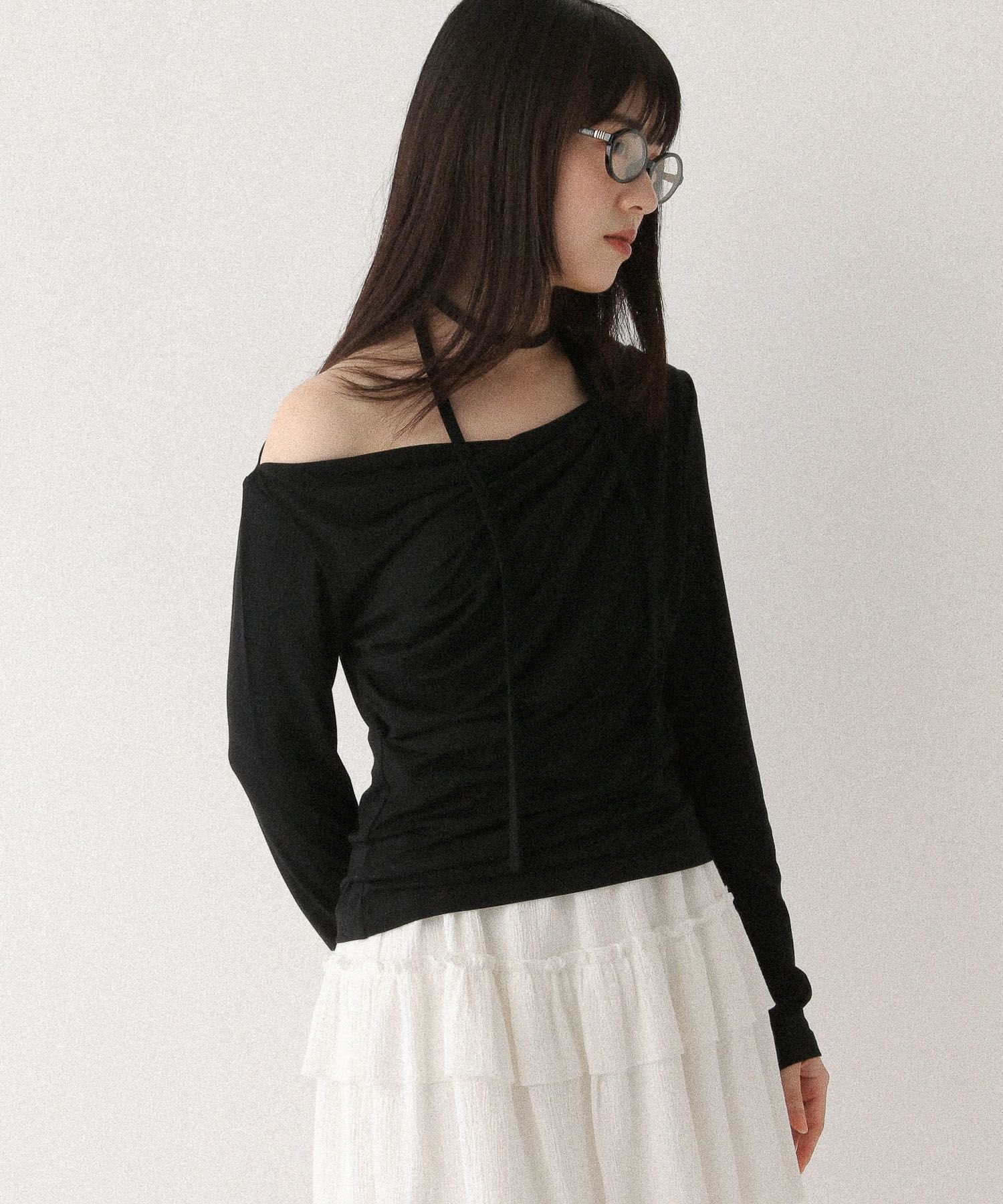 【ヘザー/Heather】のタイ付きドレープカットソー インテリア・キッズ・メンズ・レディースファッション・服の通販 founy(ファニー) 　ファッション　Fashion　レディースファッション　Fashion for Women　トップス・カットソー　Cut & Sew Tops　カットソー・ベーシックTシャツ　Cut-and-Sewn Tops / Stretch Tees & Basics　ショルダー　Shoulder, Shoulder Strap　ボトム　Bottoms, Lower Wear　ロング　Long, Long-Length　ブラック|ID: prp329100004635544 ipo3291000000033386234