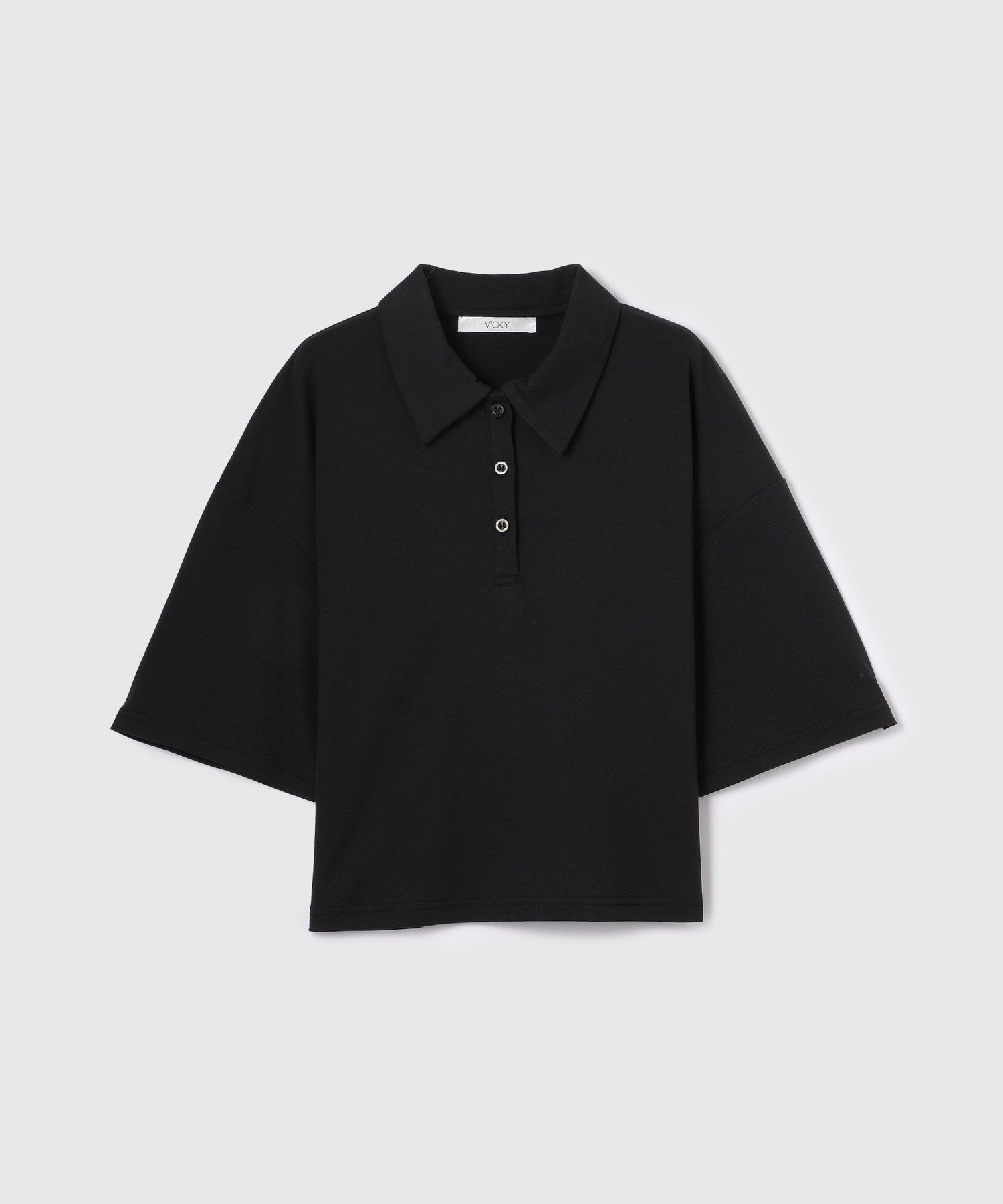 【ビッキー/VICKY】の【汗染み防止】ポロトップス≪セットアップ対応/洗濯機で洗える≫ インテリア・キッズ・メンズ・レディースファッション・服の通販 founy(ファニー) 　ファッション　Fashion　レディースファッション　Fashion for Women　トップス・カットソー　Cut & Sew Tops　セットアップ　Matching Sets　レディーストップス・ブラウス　Tops & Blouses / Assorted Women's Tops　洗える　Machine Washable　カットソー　Cut and Sewn Top　セットアップ　Set-Up, Coordinated Outfit　フォルム　Silhouette, Form　フラット　Flat, Flat Shoes　ポケット　Pocket, Pocket Detail　ポロシャツ　Polo Shirt, Collared Tee　おすすめ　Recommended / Our Picks　ブラック|ID: prp329100004635551 ipo3291000000033386429