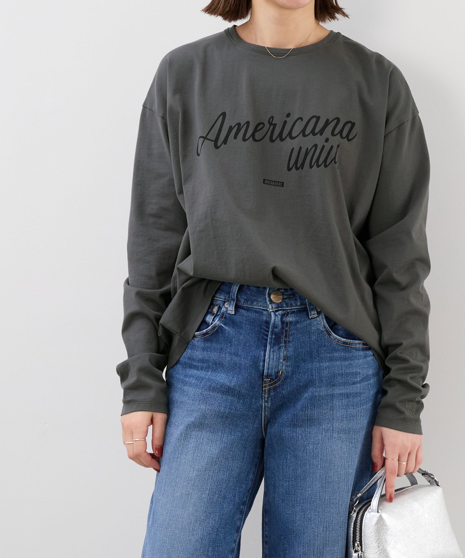 【マイカ ディール/MICA & DEAL】の【AMERICANA*MICA DEAL】15th ANNIVERSARY ロングスリーブT-shirt インテリア・キッズ・メンズ・レディースファッション・服の通販 founy(ファニー) 　ファッション　Fashion　レディースファッション　Fashion for Women　トップス・カットソー　Cut & Sew Tops　シャツ・ブラウス・オフィスカジュアル　Elegant Blouses & Button-Ups　ロングTシャツ・Tシャツ　Longline T-Shirts & Tees　アクセサリー　Fashion Accessories　春　Spring　秋　Autumn　カットソー　Cut and Sewn Top　シアー　Sheer, See-Through　スリーブ　Sleeve, Long Sleeve / Short Sleeve　デニム　Denim, Jeans Material　定番　Standard, Basic Item　フェミニン　Feminine, Girly　ベーシック　Basic, Essential　ロング　Long, Long-Length　おすすめ　Recommended / Our Picks　GRAY|ID: prp329100004635560 ipo3291000000033386570