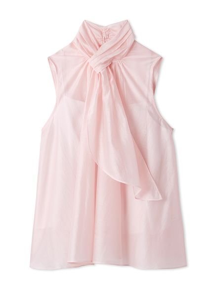 【フレイ アイディー/FRAY I.D】のシアーノースリボウタイブラウス インテリア・キッズ・メンズ・レディースファッション・服の通販 founy(ファニー) 　ファッション　Fashion　レディースファッション　Fashion for Women　トップス・カットソー　Cut & Sew Tops　シャツ・ブラウス・オフィスカジュアル　Elegant Blouses & Button-Ups　インナー　Innerwear　キャミソール　Camisole, Spaghetti Strap Top　ギャザー　Gathered, Ruffled　シアー　Sheer, See-Through　ノースリーブ　Sleeveless, No-Sleeve　モダン　Modern, Contemporary　ループ　Loop, Loop Knit　エレガント 上品　Elegant　PNK[066]|ID: prp329100004635623 ipo3291000000033650180