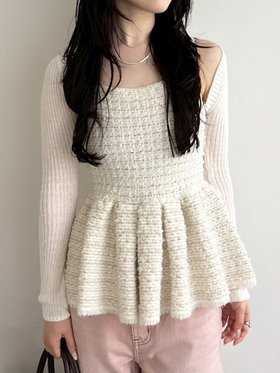 【リリーブラウン/Lily Brown】のボレロセットツイードペプラムニット 人気、トレンドファッション・服の通販 founy(ファニー) ファッション Fashion レディースファッション Fashion for Women アウター Coat / Outerwear Collection ボレロ・ショート丈ジャケット / ドレス羽織りに Boleros & Short Jackets トップス・カットソー Cut & Sew Tops ニット Knit Tops & Sweaters アメリカン American Style キャミソール Camisole, Spaghetti Strap Top シアー Sheer, See-Through スリーブ Sleeve, Long Sleeve / Short Sleeve チェック Check, Plaid, Tartan ツイード Twill, Twill Weave トレンド Trend, Trending Now ボレロ Bolero, Short Cardigan ボーダー Border, Stripe |ID:prp329100004635624