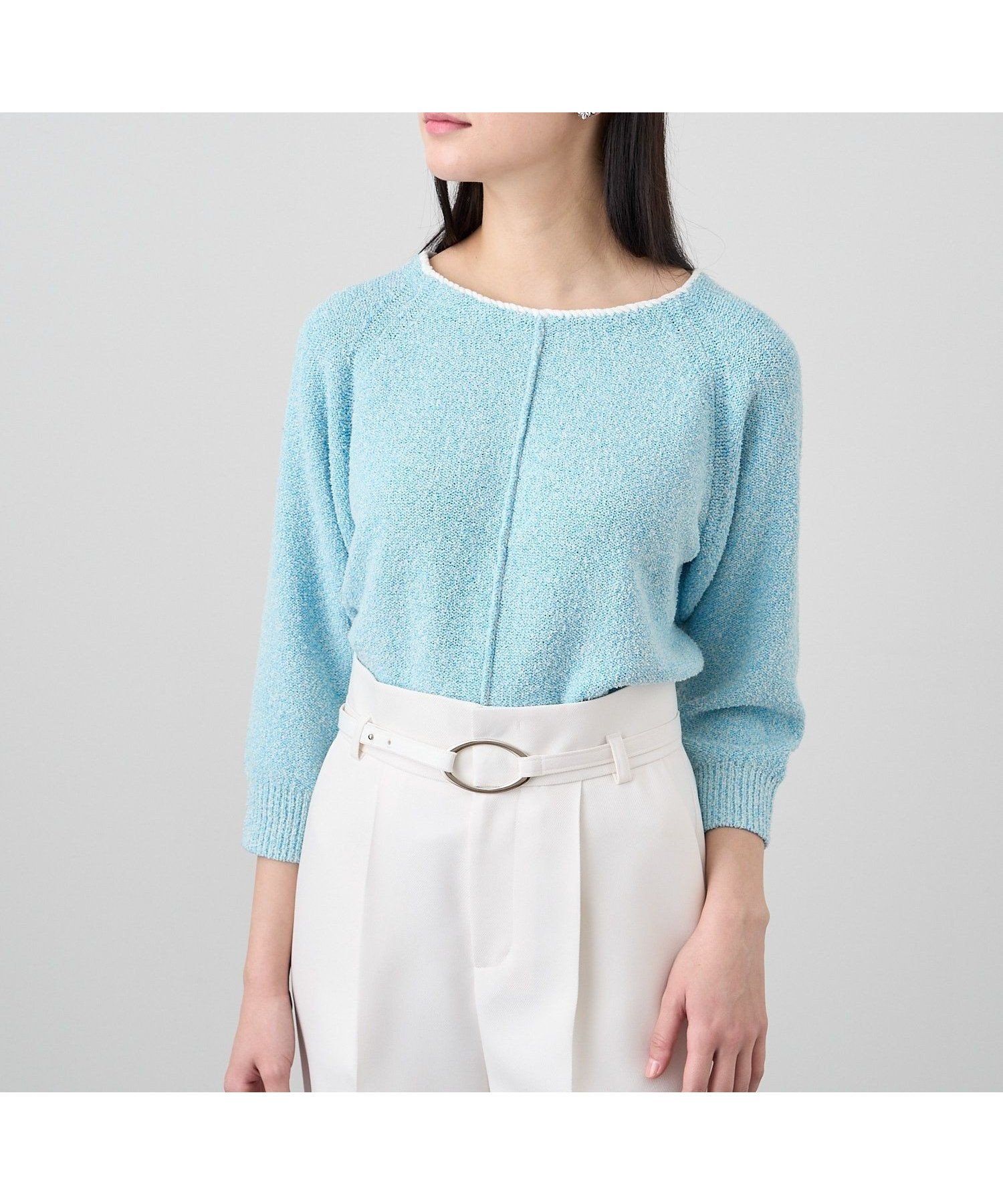 【アナイ/ANAYI】のメランジブークレ プルオーバー インテリア・キッズ・メンズ・レディースファッション・服の通販 founy(ファニー) 　ファッション　Fashion　レディースファッション　Fashion for Women　トップス・カットソー　Cut & Sew Tops　カジュアルプルオーバー・ニットトップス　Pullovers & Knit Tops / Casual Pullovers　イタリア　Italy　春　Spring　カラフル　Colorful Design　コンパクト　Compact, Small Size　ショート　Short, Short Length　スマート　Smart, Elegant　スリーブ　Sleeve, Long Sleeve / Short Sleeve　トリミング　Trimming, Decorative Edge　バランス　Balance, Style Balance　ロング　Long, Long-Length　ワイド　Wide, Wide Fit　S/S・春夏　SS, Spring/Summer, Warm Season　再入荷　Restock / Back in Stock　夏　Summer　blue|ID: prp329100004635633 ipo3291000000033389061