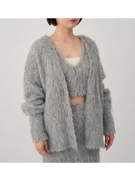 【エミ/emmi】のシャギーニットカーディガン 人気、トレンドファッション・服の通販 founy(ファニー) 　ファッション　Fashion　レディースファッション　Fashion for Women　トップス・カットソー　Cut & Sew Tops　ニット　Knit Tops & Sweaters　カーディガン・羽織り　Layered Style Cardigans　セットアップ　Set-Up, Coordinated Outfit　デニム　Denim, Jeans Material　ポケット　Pocket, Pocket Detail　軽量　Lightweight, Ultra Light　 other-1|ID: prp329100004635661 ipo3291000000033389471
