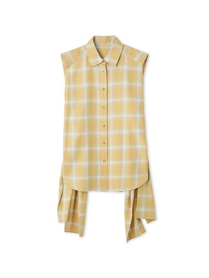 【スタイリング/styling】のサイドリボンノースリーブシャツ インテリア・キッズ・メンズ・レディースファッション・服の通販 founy(ファニー) 　ファッション　Fashion　レディースファッション　Fashion for Women　トップス・カットソー　Cut & Sew Tops　キャミソール&ノースリーブ　Camisoles & Sleeveless Tops　シャツ・ブラウス・オフィスカジュアル　Elegant Blouses & Button-Ups　ダウン　Down, Puffer　フェミニン　Feminine, Girly　マニッシュ　Mannish, Boyish　リボン　Ribbon, Bow　YEL[032]|ID: prp329100004635666 ipo3291000000033389575