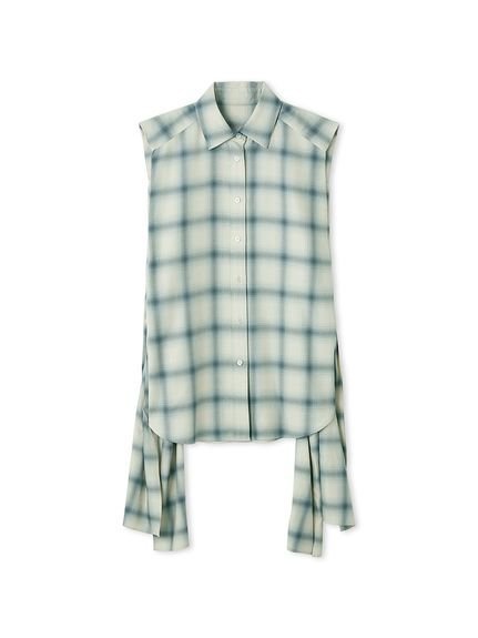 【スタイリング/styling】のサイドリボンノースリーブシャツ インテリア・キッズ・メンズ・レディースファッション・服の通販 founy(ファニー) 　ファッション　Fashion　レディースファッション　Fashion for Women　トップス・カットソー　Cut & Sew Tops　キャミソール&ノースリーブ　Camisoles & Sleeveless Tops　シャツ・ブラウス・オフィスカジュアル　Elegant Blouses & Button-Ups　ダウン　Down, Puffer　フェミニン　Feminine, Girly　マニッシュ　Mannish, Boyish　リボン　Ribbon, Bow　BLU[086]|ID: prp329100004635666 ipo3291000000033389577