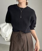 【カプリシューレマージュ/CAPRICIEUX LEMAGE】のスウェットライク半袖ニット 人気、トレンドファッション・服の通販 founy(ファニー) ファッション Fashion レディースファッション Fashion for Women トップス・カットソー Cut & Sew Tops ニット Knit Tops & Sweaters レディースパーカー・カジュアルフーディー Casual Hoodies & Sweatshirts スウェット・クルーネックトップス Sweatshirts & Crewnecks / Relaxed Fit Sweat Tops おすすめ Recommended / Our Picks シンプル Simple, Minimal スウェット / スエット Sweatshirt, Sweatwear スラックス Slacks, Dress Pants デニム Denim, Jeans Material バイアス Bias, Diagonal Cut バランス Balance, Style Balance エレガント 上品 Elegant 切替 Switching, Contrast Panel 半袖 Short Sleeve, Half Sleeve thumbnail ブラック|ID: prp329100004635669 ipo3291000000033798463