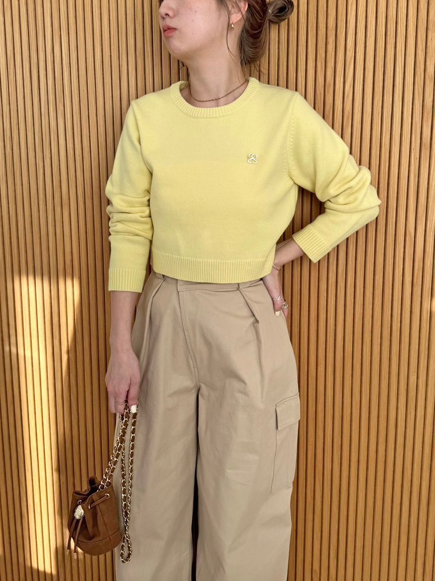 【スナイデル/SNIDEL】のミニブローチプルオーバー インテリア・キッズ・メンズ・レディースファッション・服の通販 founy(ファニー) 　ファッション　Fashion　レディースファッション　Fashion for Women　トップス・カットソー　Cut & Sew Tops　カジュアルプルオーバー・ニットトップス　Pullovers & Knit Tops / Casual Pullovers　おすすめ　Recommended / Our Picks　イエロー　Yellow　ウェーブ　Wavy Pattern　コンパクト　Compact, Small Size　ブローチ　Brooch, Pin Brooch　ラベンダー　Lavender　リボン　Ribbon, Bow　春　Spring　YEL[032]|ID: prp329100004635675 ipo3291000000033389702