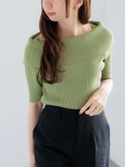 【テチチ/Te chichi】のハーフスリーブオフショルニット 人気、トレンドファッション・服の通販 founy(ファニー) ファッション Fashion レディースファッション Fashion for Women トップス・カットソー Cut & Sew Tops ニット Knit Tops & Sweaters スリーブ Sleeve, Long Sleeve / Short Sleeve ハーフ Half, Half-Length ボーダー Border, Stripe 夏 Summer 無地 Plain, Solid Color thumbnail グリーン|ID: prp329100004635732 ipo3291000000033390498