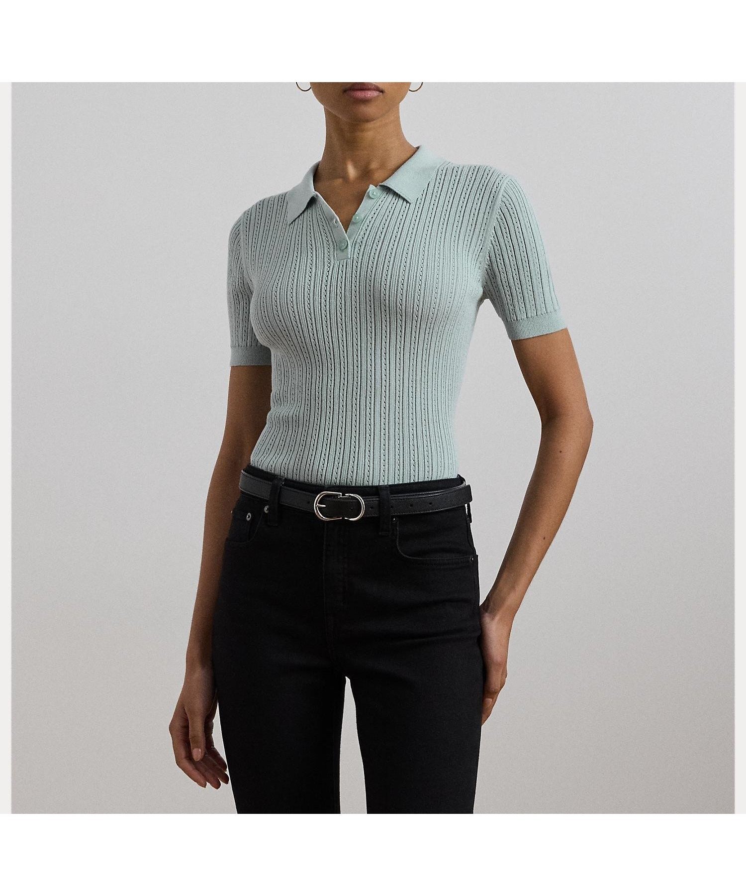 【ラルフローレン/RALPH LAUREN】のポインテールニット コットンブレンド ポロ セーター インテリア・キッズ・メンズ・レディースファッション・服の通販 founy(ファニー) 　ファッション　Fashion　レディースファッション　Fashion for Women　トップス・カットソー　Cut & Sew Tops　ニット　Knit Tops & Sweaters　スリム　Slim, Slim Fit　セーター　Sweater, Knitwear　フィット　Fit, Slim Fit　ポロシャツ　Polo Shirt, Collared Tee　半袖　Short Sleeve, Half Sleeve　400ブルー|ID: prp329100004635835 ipo3291000000033391723