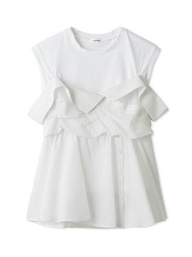 【リリーブラウン/Lily Brown】のレイヤードカットトップス 人気、トレンドファッション・服の通販 founy(ファニー) ファッション Fashion レディースファッション Fashion for Women トップス・カットソー Cut & Sew Tops カットソー Cut and Sewn Top シャーリング Shirring, Ruched ドッキング Docking, Mixed Material フィット Fit, Slim Fit ランダム Random, Irregular |ID:prp329100004635859