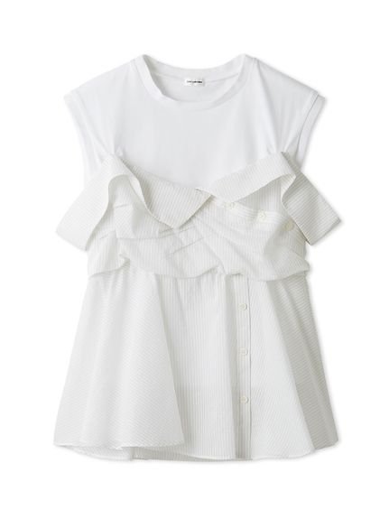 【リリーブラウン/Lily Brown】のレイヤードカットトップス インテリア・キッズ・メンズ・レディースファッション・服の通販 founy(ファニー) 　ファッション　Fashion　レディースファッション　Fashion for Women　トップス・カットソー　Cut & Sew Tops　カットソー　Cut and Sewn Top　シャーリング　Shirring, Ruched　ドッキング　Docking, Mixed Material　フィット　Fit, Slim Fit　ランダム　Random, Irregular　WHT[001]|ID: prp329100004635859 ipo3291000000033461829