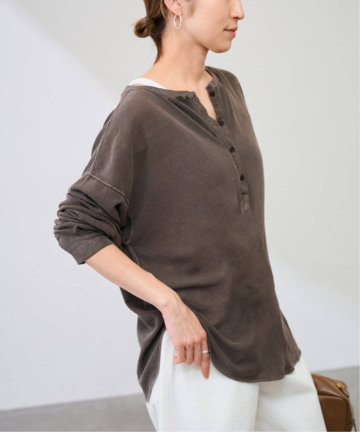 【フレームワーク/FRAMeWORK】の≪追加≫サーフニットヘンリーTee インテリア・キッズ・メンズ・レディースファッション・服の通販 founy(ファニー) 　ファッション　Fashion　レディースファッション　Fashion for Women　トップス・カットソー　Cut & Sew Tops　ニット　Knit Tops & Sweaters　ブラウン|ID: prp329100004635900 ipo3291000000033572668