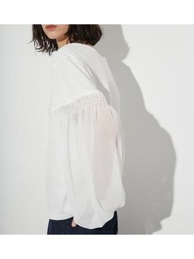 【スタイリング/styling】のシフォンスリーブトップス 人気、トレンドファッション・服の通販 founy(ファニー) ファッション Fashion レディースファッション Fashion for Women トップス・カットソー Cut & Sew Tops エアリー Airy Texture シフォン Chiffon, Lightweight Fabric シャーリング Shirring, Ruched スリーブ Sleeve, Long Sleeve / Short Sleeve ダウン Down, Puffer ドッキング Docking, Mixed Material |ID:prp329100004635955