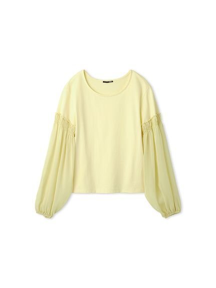 【スタイリング/styling】のシフォンスリーブトップス インテリア・キッズ・メンズ・レディースファッション・服の通販 founy(ファニー) 　ファッション　Fashion　レディースファッション　Fashion for Women　トップス・カットソー　Cut & Sew Tops　エアリー　Airy Texture　シフォン　Chiffon, Lightweight Fabric　シャーリング　Shirring, Ruched　スリーブ　Sleeve, Long Sleeve / Short Sleeve　ダウン　Down, Puffer　ドッキング　Docking, Mixed Material　YEL[032]|ID: prp329100004635955 ipo3291000000033393185