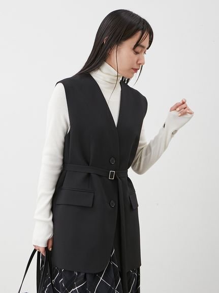 【ミラオーウェン/Mila Owen】の共ベルト付きオーバーサイズノーカラーベスト 人気、トレンドファッション・服の通販 founy(ファニー) 　雑誌掲載アイテム　Magazine Picks & Fashion Features　ファッション雑誌　Fashion Magazines　クラッシィ　CLASSY.　ファッション　Fashion　レディースファッション　Fashion for Women　アウター　Coat / Outerwear Collection　トップス・カットソー　Cut & Sew Tops　ベスト&ジレ / 重ね着スタイル　Vests & Gilets　ベルト&ウエストマーク　Belts & Waist Accessories　9月号　September Issue　インナー　Innerwear　スタイリッシュ　Stylish, Fashionable　スーツ　Suit, Formalwear　ベスト　Vest, Waistcoat　エレガント 上品　Elegant　秋　Autumn　雑誌　Magazine, Fashion Magazine　 other-1|ID: prp329100004636155 ipo3291000000033396400