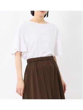 【タカキュー/TAKA-Q】の綿スムス クルーネック ラッフルスリープ Tシャツ 人気、トレンドファッション・服の通販 founy(ファニー) ファッション Fashion レディースファッション Fashion for Women トップス・カットソー Cut & Sew Tops シャツ・ブラウス・オフィスカジュアル Elegant Blouses & Button-Ups ロングTシャツ・Tシャツ Longline T-Shirts & Tees ストレート Straight, Straight Cut スマート Smart, Elegant スリット Slit, Slit Detail デニム Denim, Jeans Material なめらか Smooth, Silky Texture フィット Fit, Slim Fit フレアースカート Flared Skirt, A-Line Skirt ベーシック Basic, Essential 半袖 Short Sleeve, Half Sleeve 夏 Summer エレガント 上品 Elegant |ID:prp329100004636252