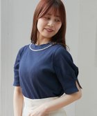 【マジェスティック レゴン/MAJESTIC LEGON】のネックパールリブトップス ネイビー|ID: prp329100004636260 ipo3291000000033553677
