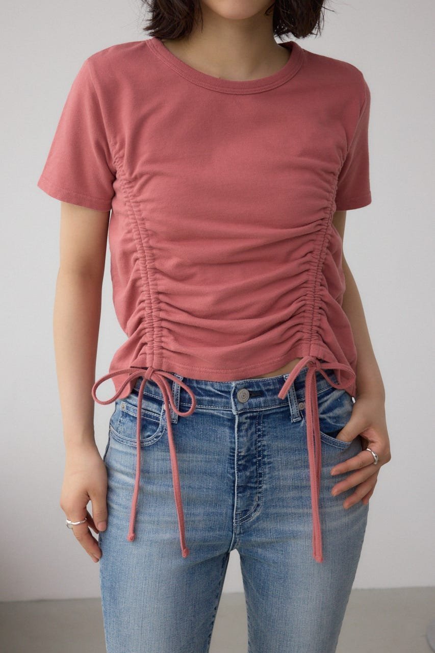 【アズール バイ マウジー/AZUL by moussy】の【堀田茜さん着用アイテム】ヴィンテージライクドロストTシャツ インテリア・キッズ・メンズ・レディースファッション・服の通販 founy(ファニー) 　ファッションモデル・俳優・女優　Models　女性　Women　堀田茜　Hotta Akane　ファッション　Fashion　レディースファッション　Fashion for Women　トップス・カットソー　Cut & Sew Tops　シャツ・ブラウス・オフィスカジュアル　Elegant Blouses & Button-Ups　ロングTシャツ・Tシャツ　Longline T-Shirts & Tees　おすすめ　Recommended / Our Picks　コンパクト　Compact, Small Size　シャーリング　Shirring, Ruched　セットアップ　Set-Up, Coordinated Outfit　トレンド　Trend, Trending Now　D/PNK3|ID: prp329100004636263 ipo3291000000033553908