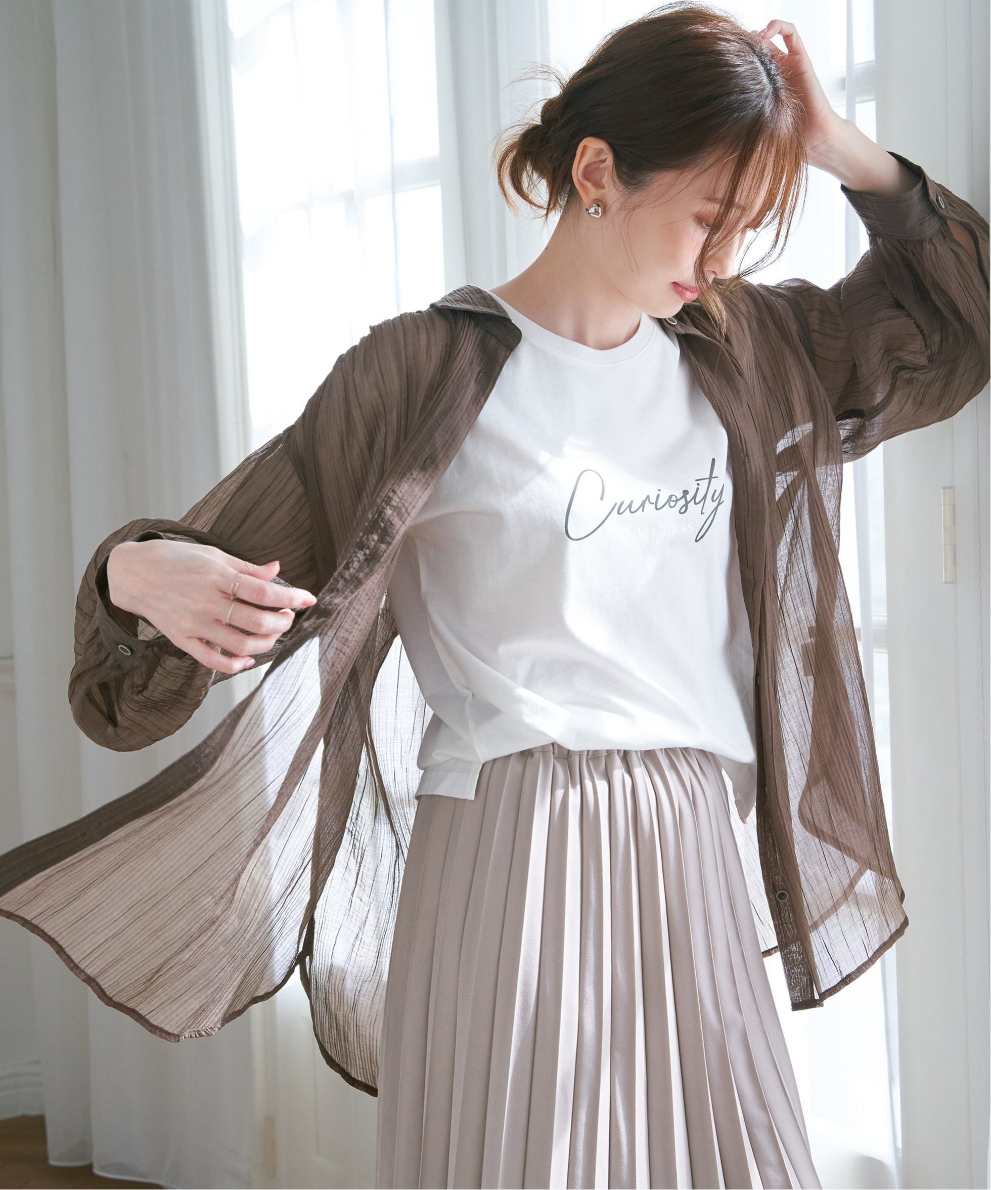 【イッカ/ikka】のシアーバックシャーリングシャツ インテリア・キッズ・メンズ・レディースファッション・服の通販 founy(ファニー) 　ファッション　Fashion　レディースファッション　Fashion for Women　トップス・カットソー　Cut & Sew Tops　シャツ・ブラウス・オフィスカジュアル　Elegant Blouses & Button-Ups　シアー　Sheer, See-Through　シャーリング　Shirring, Ruched　コーヒー|ID: prp329100004636419 ipo3291000000033548408